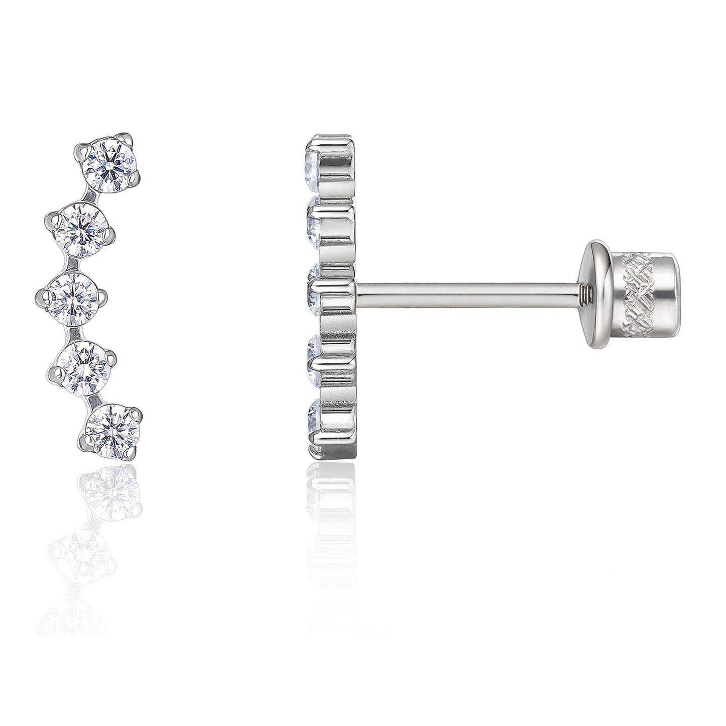 limerencia Hypoallergenic G23 Implant Grade Titanium Screw Back Earrings Tragus 20G Helix F136 Piercing Post for Girls' Sensitive Ears Cartilage- Five Prong Cluster