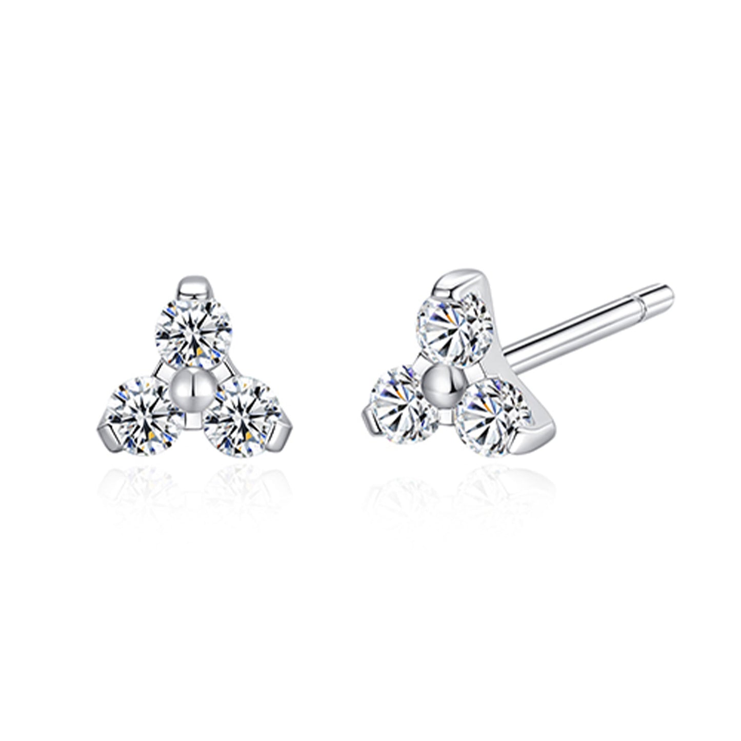 Limerencia Hypoallergenic F136 Pure Titanium Earrings Trefoil Trinity Triple Cluster Minimalist | G23 Implant Grade Piercing Jewelry For Sensitive Ears (Trinity CZ, Silver)