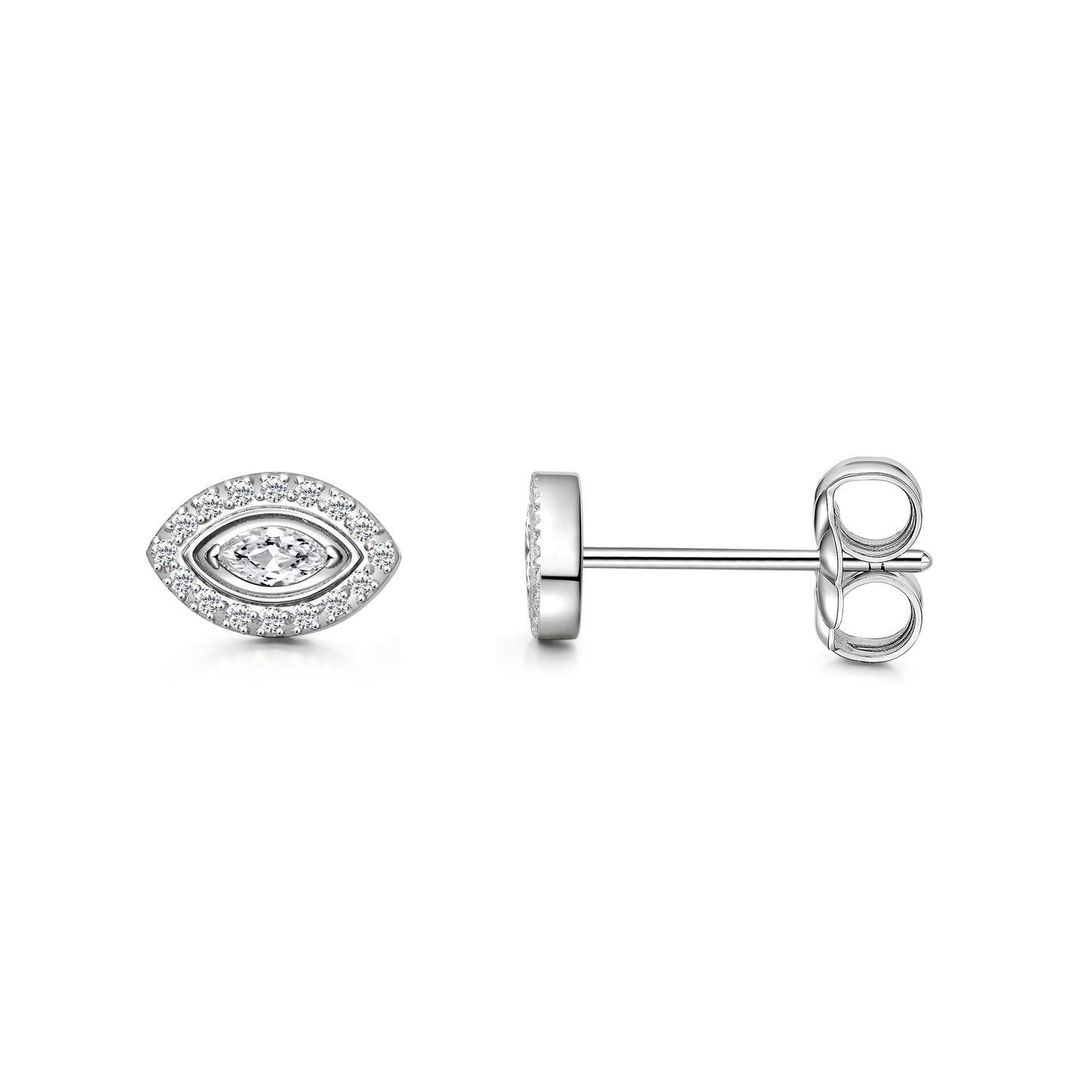 Limerencia Pure Titanium Hypoallergenic Earrings Evil Eye CZ Cluster Minimalist | G23 Implant Grade Piercing Fashion Jewelry For Sensitive Ears (Clear CZ)