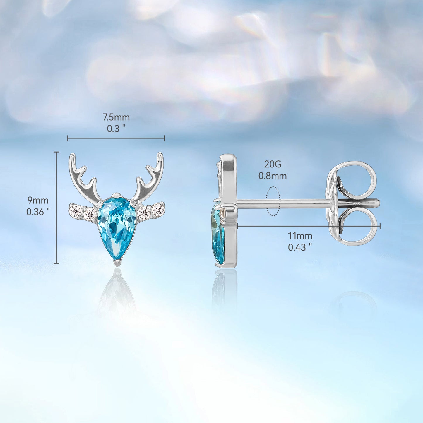 Limerencia F136 Pure Titanium Hypoallergenic Implant Grade Studs, G23 Small Dainty Cubic Zirconia Earrings for Women's Sensitive Ears(deer)