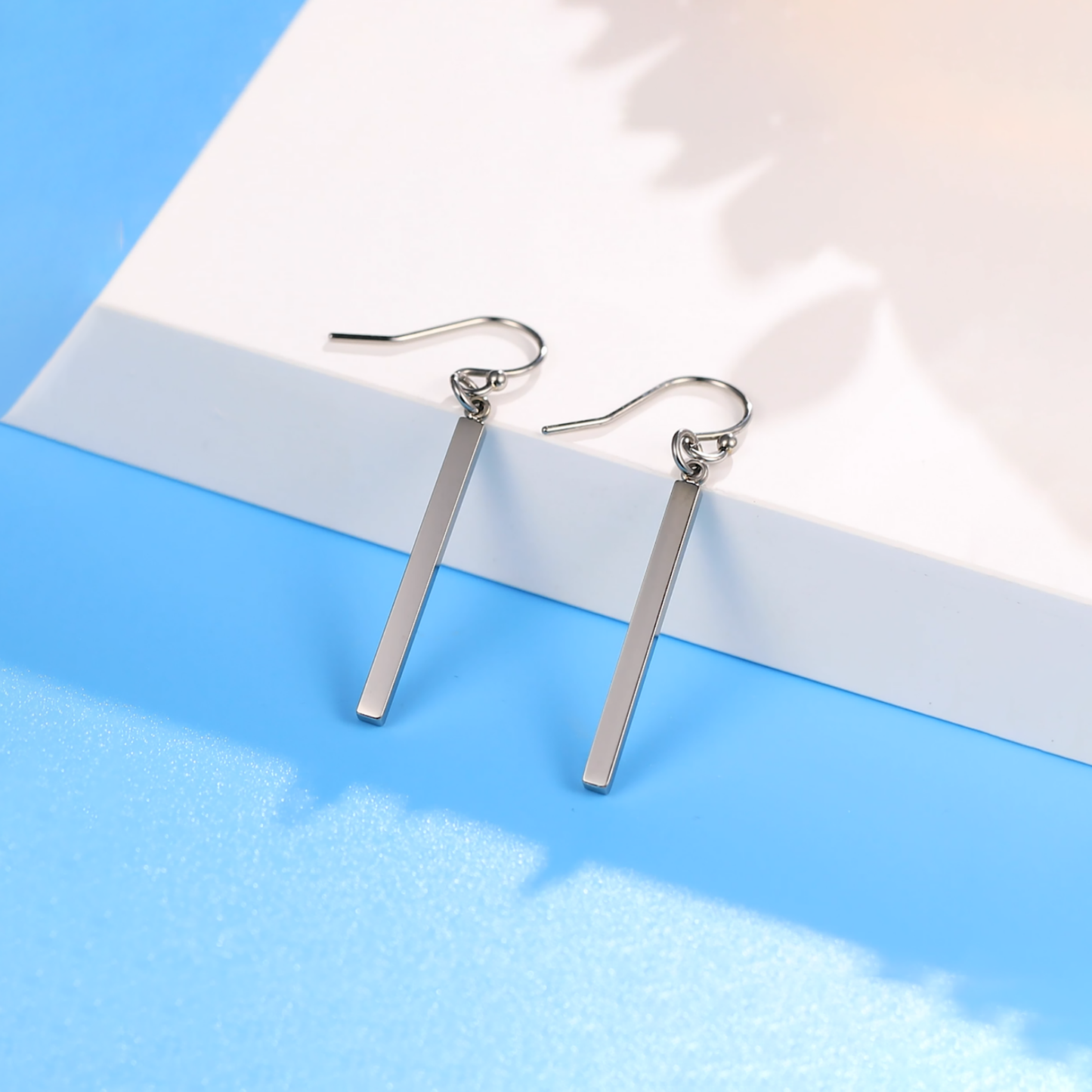 Limerencia Pure Titanium Vertical Bar Dangle Earrings, Lightweight Drop Earrings Hypoallergenic for Sensitive Ears Women (30 mm, Silver)