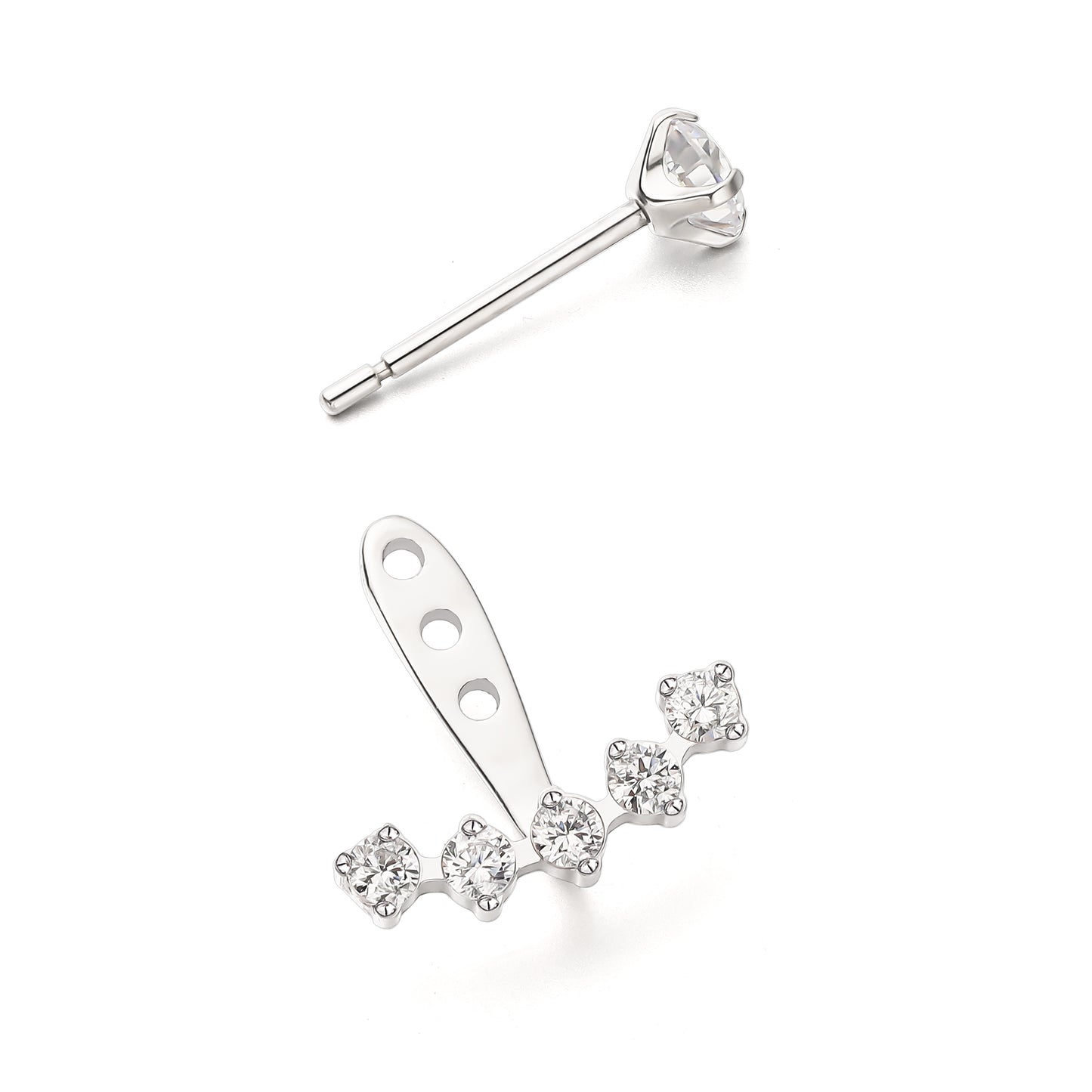 Limerencia Hypoallergenic G23 Implant Grade Titanium Dangle Stud Earrings 5A+Cubic Zirconia Piercing Jacket Earrings for Women Girls Sensitive Ears
