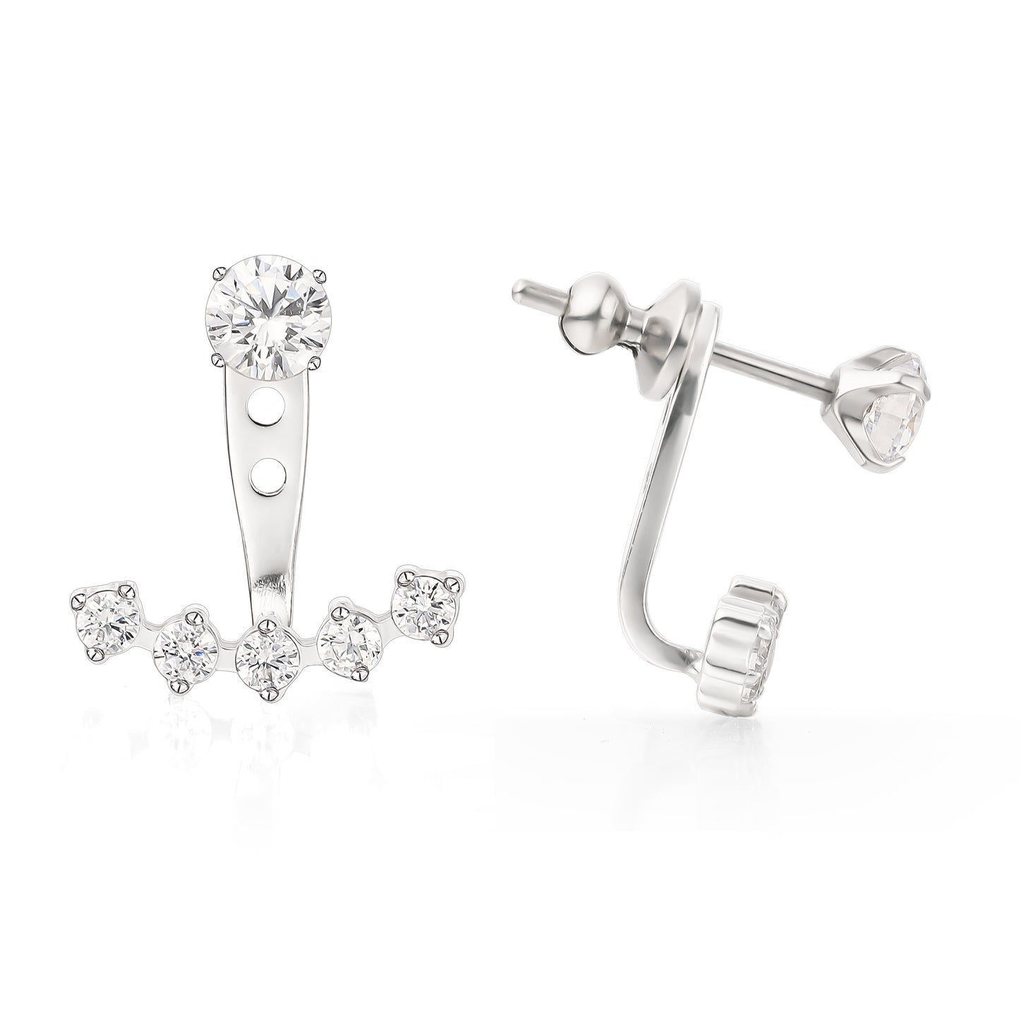 Limerencia Hypoallergenic G23 Implant Grade Titanium Dangle Stud Earrings 5A+Cubic Zirconia Piercing Jacket Earrings for Women Girls Sensitive Ears