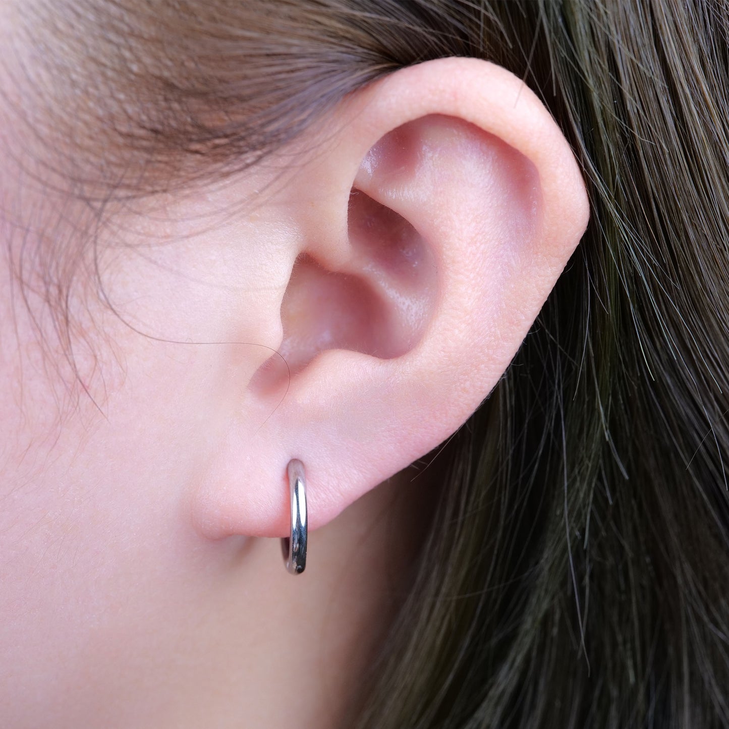 Limerencia Hypoallergenic Pure Titanium Pairs Small Huggie Hoop Earrings, Lightweight Cartilage Hoops Small Cubic Zirconia Cuff Earrings Mini Piercing Jewelry for Women (8mm, No stones)