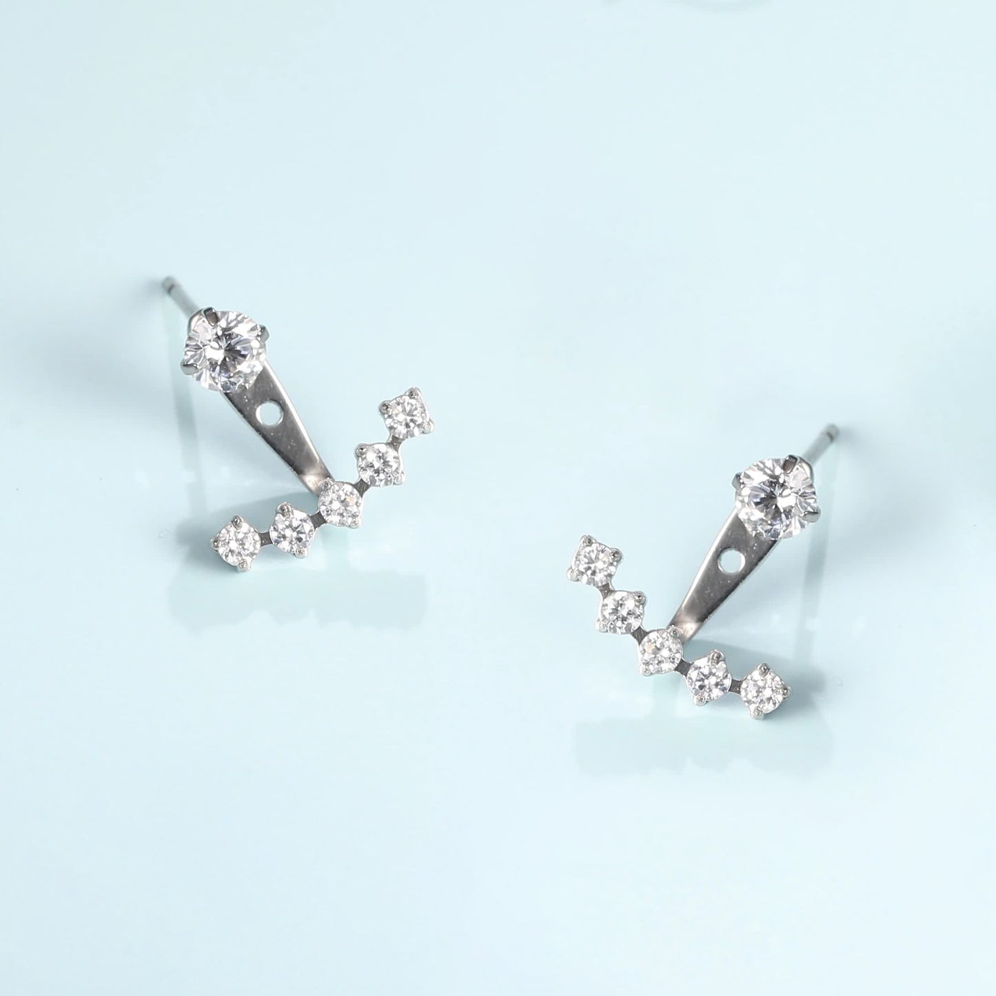 Limerencia Hypoallergenic G23 Implant Grade Titanium Dangle Stud Earrings 5A+Cubic Zirconia Piercing Jacket Earrings for Women Girls Sensitive Ears