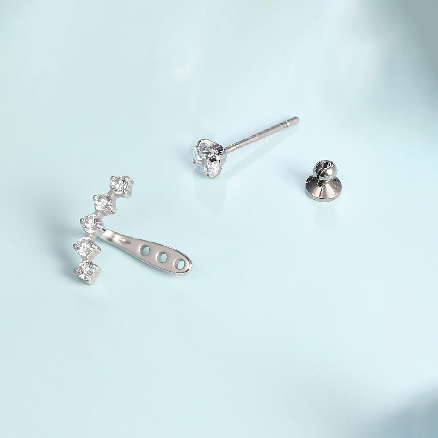 Limerencia Hypoallergenic G23 Implant Grade Titanium Dangle Stud Earrings 5A+Cubic Zirconia Piercing Jacket Earrings for Women Girls Sensitive Ears
