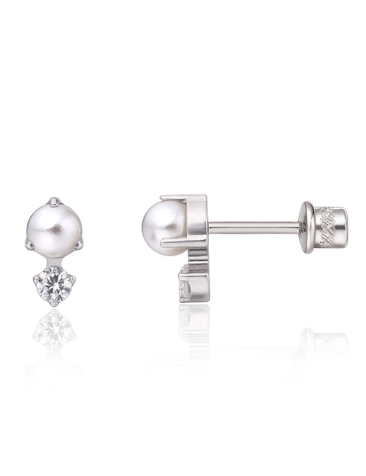 limerencia Hypoallergenic G23 Implant Grade Titanium Screw Back Earrings Tragus 20G Helix F136 Piercing Post for Girls' Sensitive Ears Cartilage- CZ + Pearl