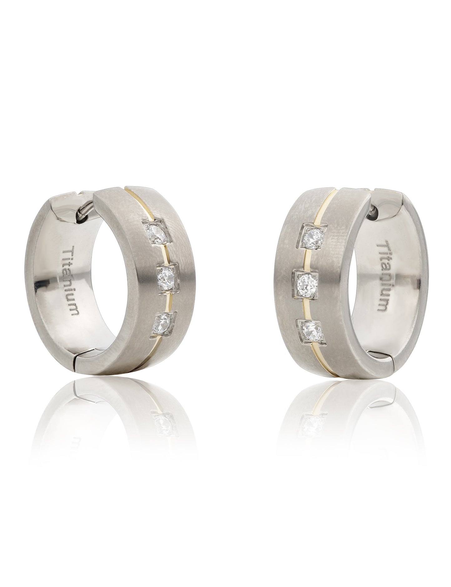 Limerencia G23 Pure Titanium Hypoallergenic Chunky Wide Hoop Earrings,Thick Lightweight Huggies Pave 5A grade CZ Sparkly for Sensitive Ears-6mm Flat Wire 3 Pcs Clear CZ Huggie