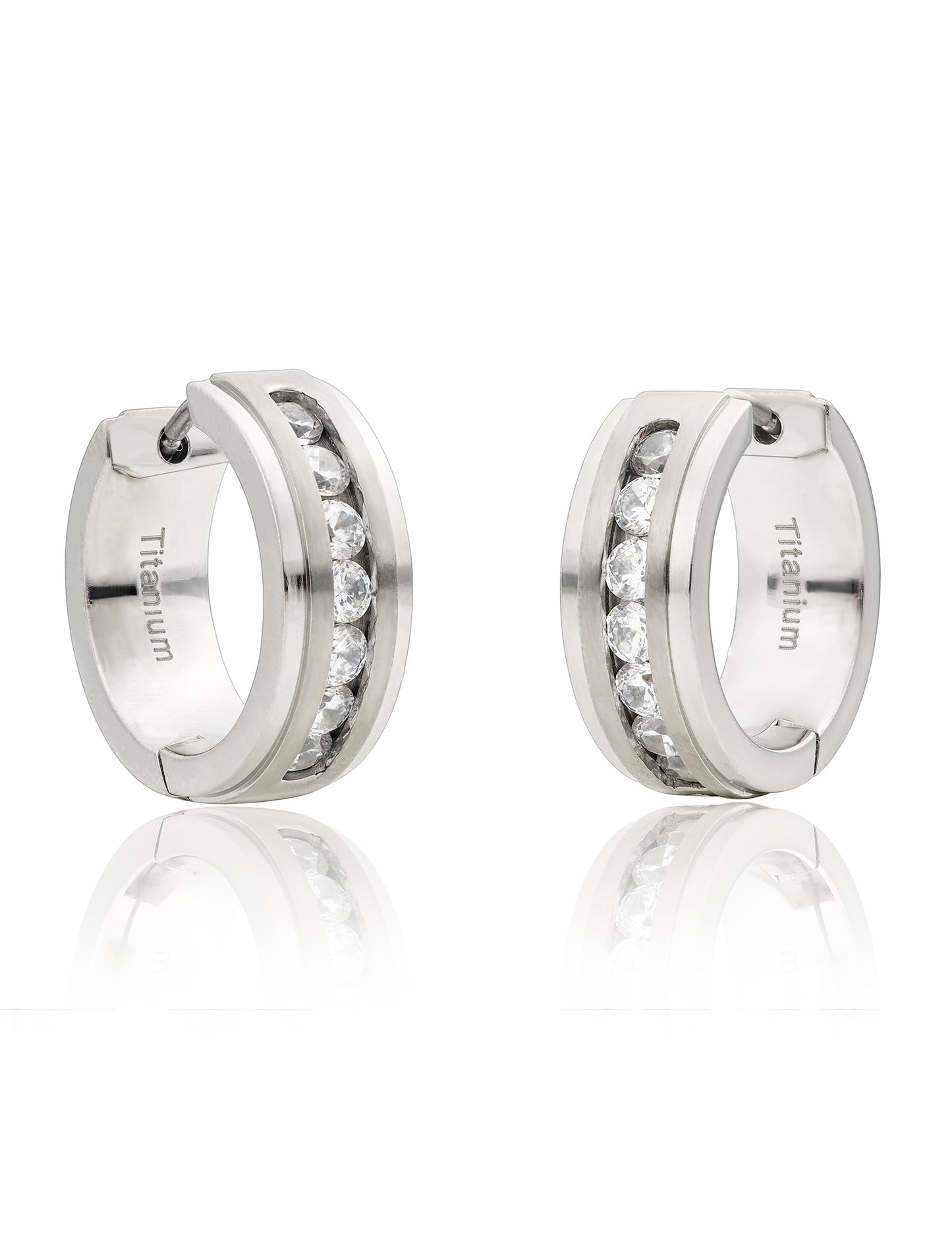 Limerencia G23 Pure Titanium Hypoallergenic Chunky Wide Hoop Earrings,Thick Lightweight Huggies Pave 5A grade CZ Sparkly for Sensitive Ears-6mm Flat Wire Clear CZ Huggie