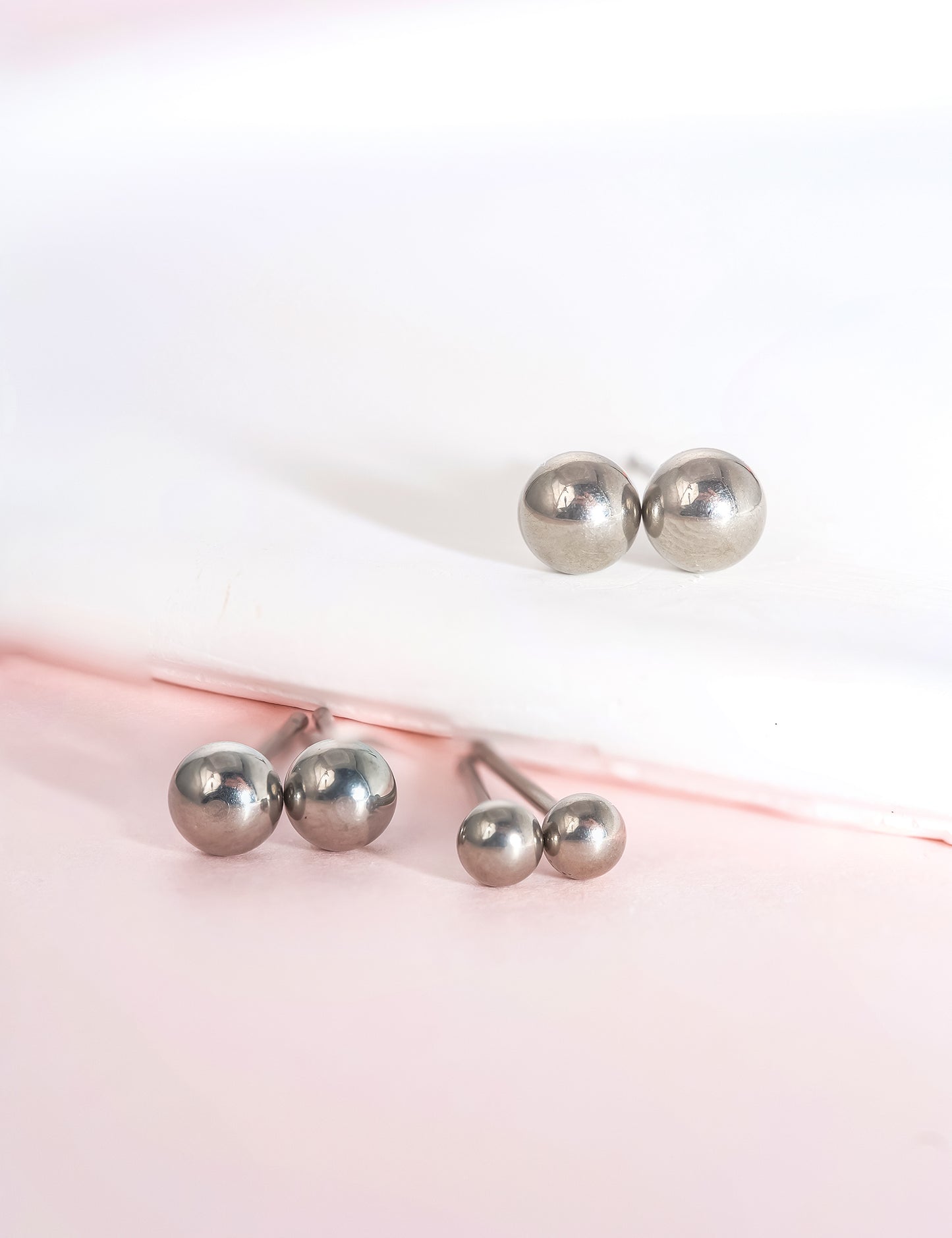 G23 Titanium Earrings Studs, Hypoallergenic Stud Earrings for Women Girls Men Sensitive Ears, Ball , Premium High Polished with Pure Titanium Backs