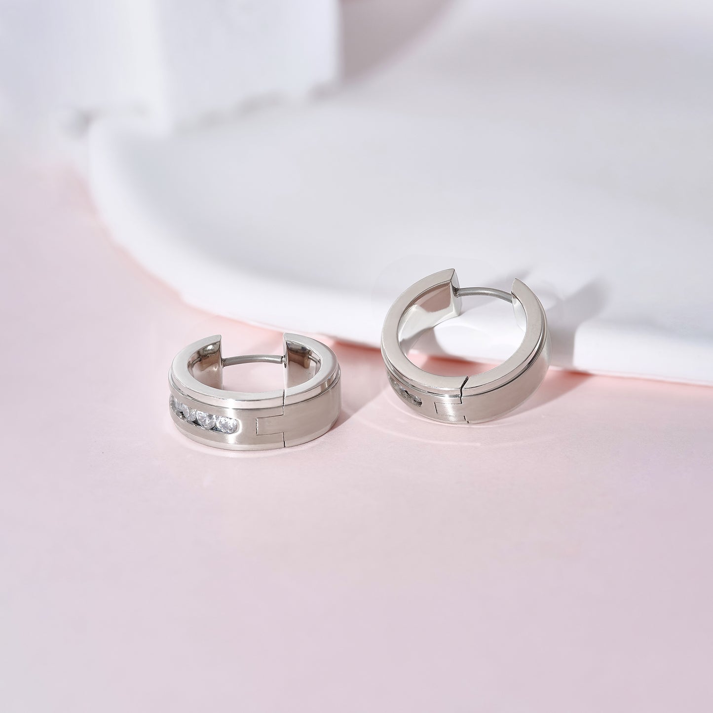 Limerencia G23 Pure Titanium Hypoallergenic Chunky Wide Hoop Earrings,Thick Lightweight Huggies Pave 5A grade CZ Sparkly for Sensitive Ears-6mm Flat Wire Clear CZ Huggie