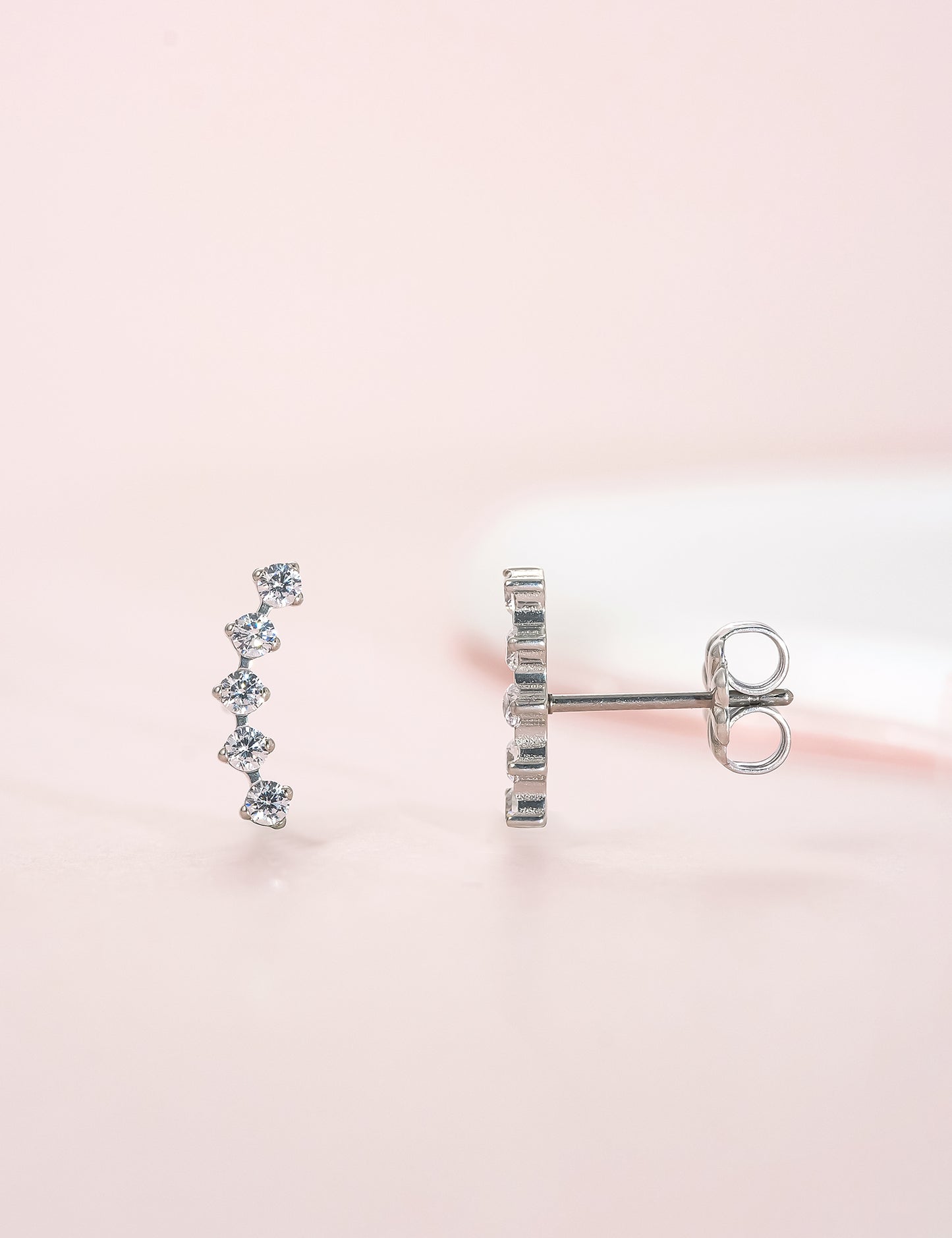 Limerencia G23 Pure Titanium Hypoallergenic Earrings | Five Prong Climber F136 Implant Grade Titanium Jewelry for Sensitive Ears