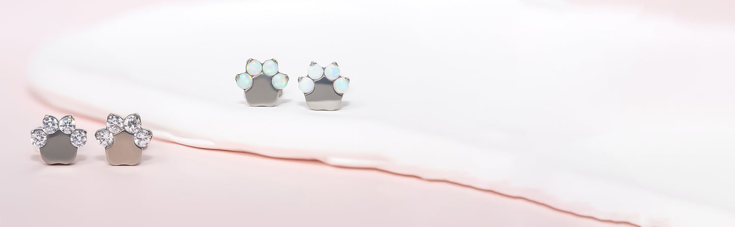 Limerencia G23 Pure Titanium Hypoallergenic Earrings | Cat Paws CZ F136 Implant Grade Titanium Jewelry for Sensitive Ears
