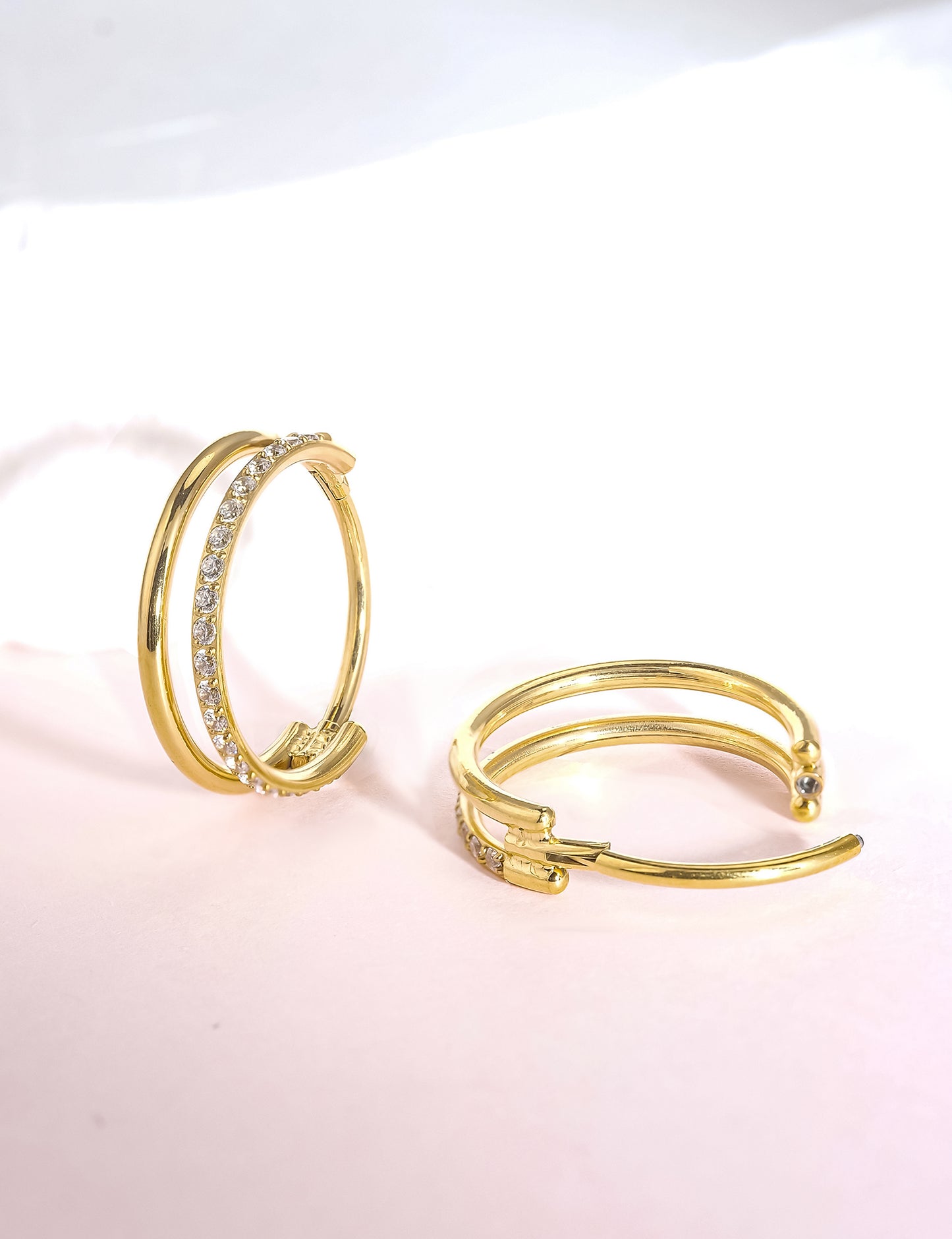 G23 Pure Titanium Huggie Hoop Earrings,12mm Hypoallergenic for Sensitive Ears Pave Cubic Zirconia (18G(1.0mm) Gold)