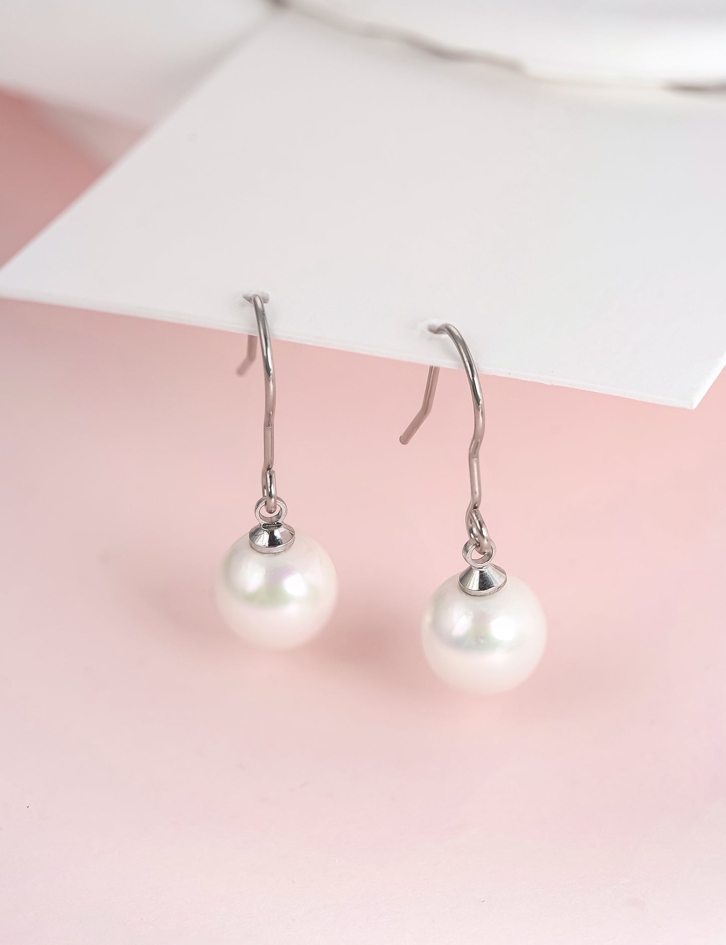 Titanium Dangle Earrings, Shell Pearl Drop Earrings, 10mm Lightweight Drop Earrings Hypoallergenic for Sensitive Ears Women Girls