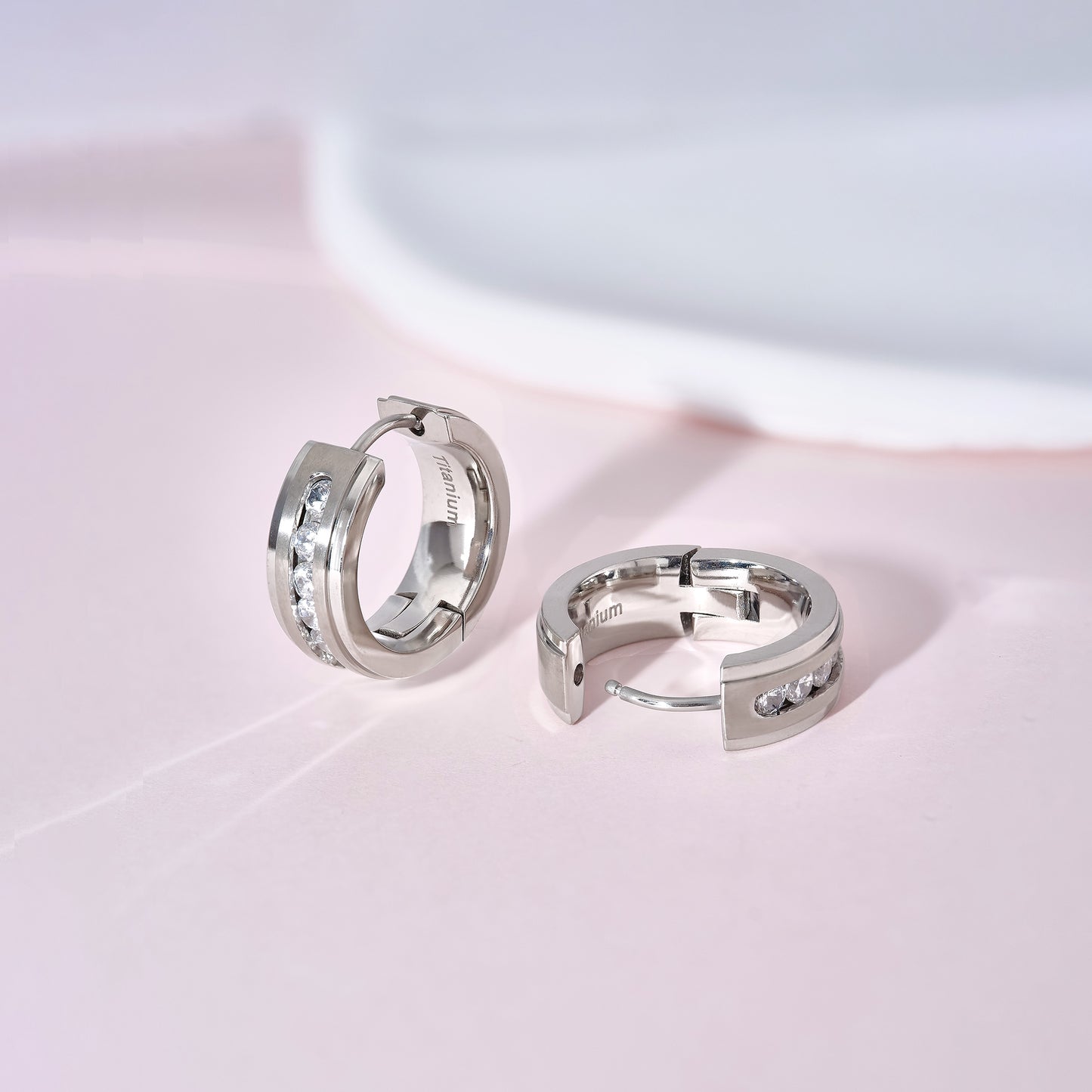 Limerencia G23 Pure Titanium Hypoallergenic Chunky Wide Hoop Earrings,Thick Lightweight Huggies Pave 5A grade CZ Sparkly for Sensitive Ears-6mm Flat Wire Clear CZ Huggie