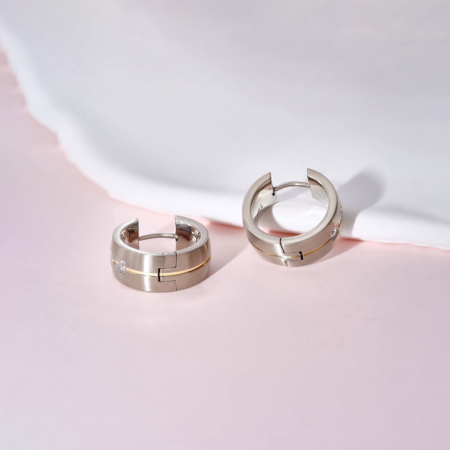 Limerencia G23 Pure Titanium Hypoallergenic Chunky Wide Hoop Earrings,Thick Lightweight Huggies Pave 5A grade CZ Sparkly for Sensitive Ears-6mm Flat Wire 3 Pcs Clear CZ Huggie