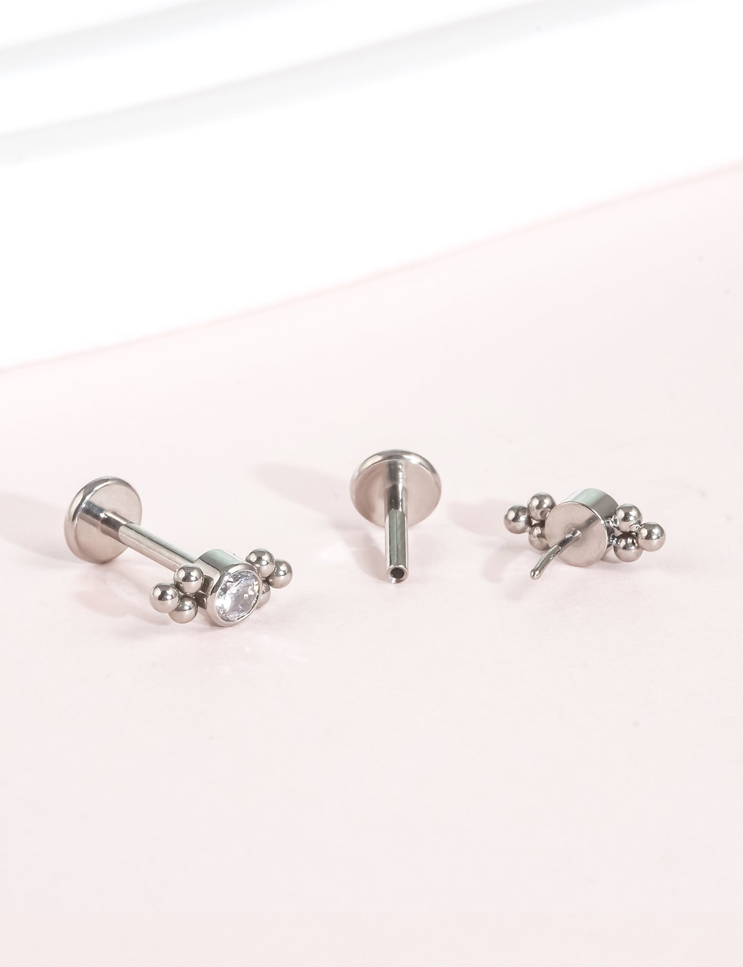Limerencia G23 Hypoallergenic 18g Flat Back Stud Earrings | F136 Implant Grade Titanium Press Fit Threadless Push Pop in Cartilage Helix Labret Lip Monroe Tragus Piercing Studs- Deux