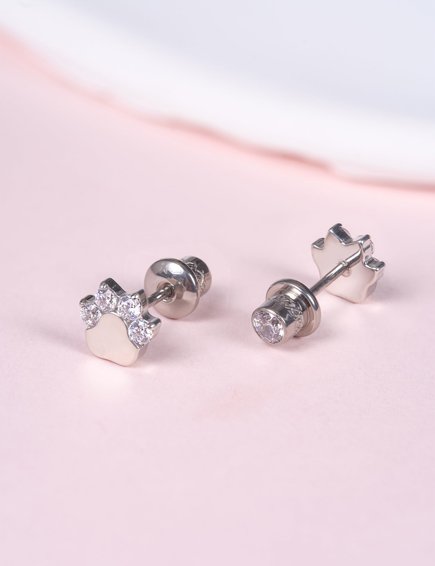 limerencia Hypoallergenic G23 Implant Grade Titanium Screw Back Earrings Tragus 20G Helix F136 Piercing Post for Girls' Sensitive Ears Cartilage- Cat Paws CZ