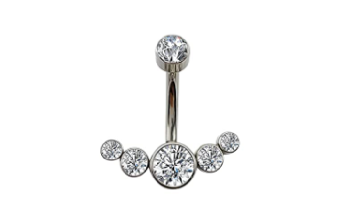limerencia G23 Solid Titanium Belly Button Rings,hypoallergenic 14G 3/8 inch(10mm) Sparkle Gem CZ Belly Navel Rings Piercing Belly Bars