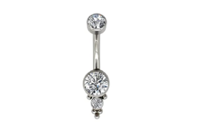 limerencia G23 Solid Titanium Belly Button Rings,hypoallergenic 14G 3/8 inch(10mm) Sparkle Gem CZ Belly Navel Rings Piercing Belly Bars