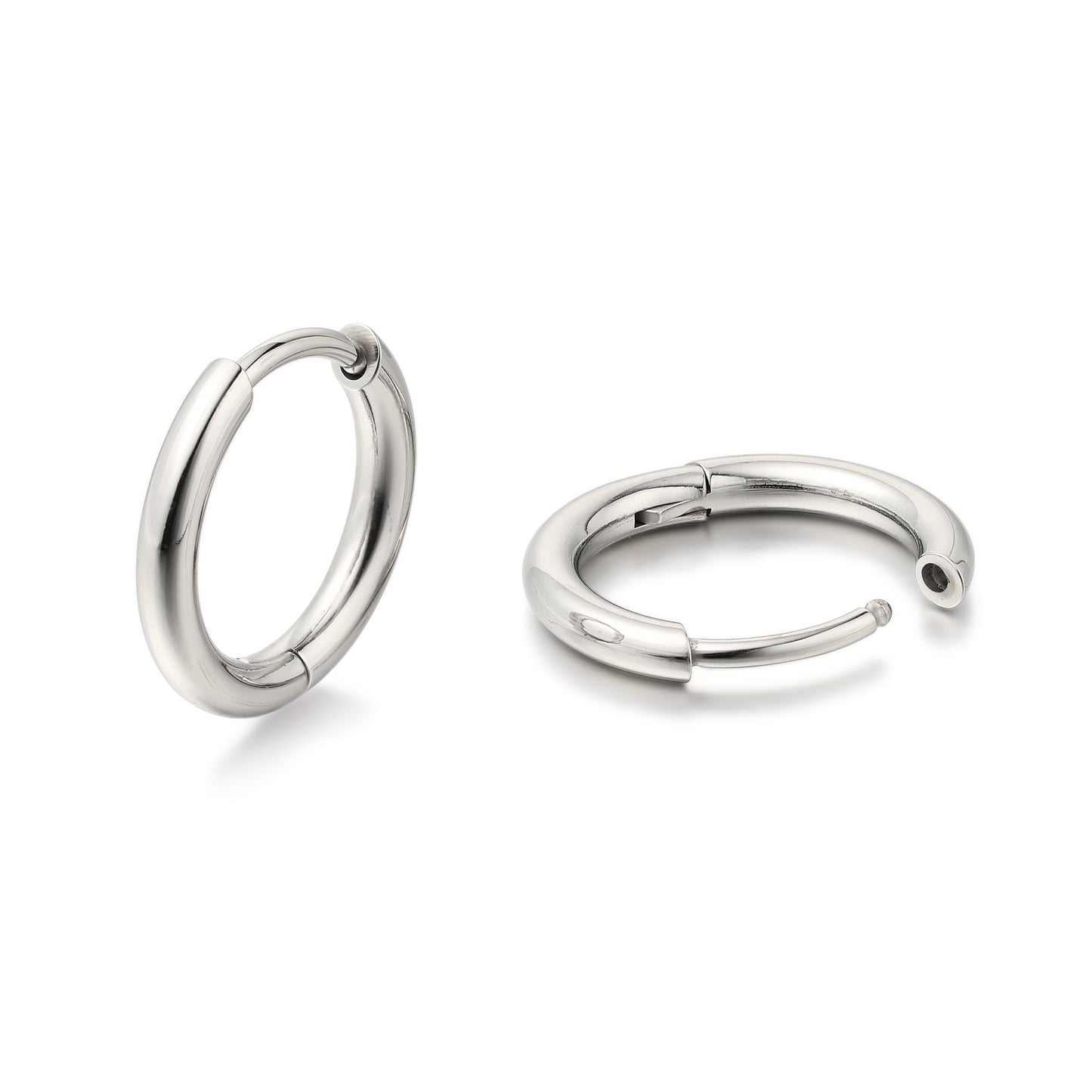 Limerencia Hypoallergenic Pure Titanium Pairs Small Huggie Hoop Earrings, Lightweight Cartilage Hoops Small Cubic Zirconia Cuff Earrings Mini Piercing Jewelry for Women (8mm, No stones)