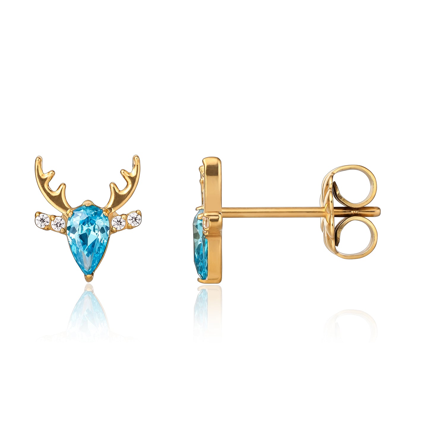 Limerencia F136 Pure Titanium Hypoallergenic Implant Grade Studs, G23 Small Dainty Cubic Zirconia Earrings for Women's Sensitive Ears(deer)