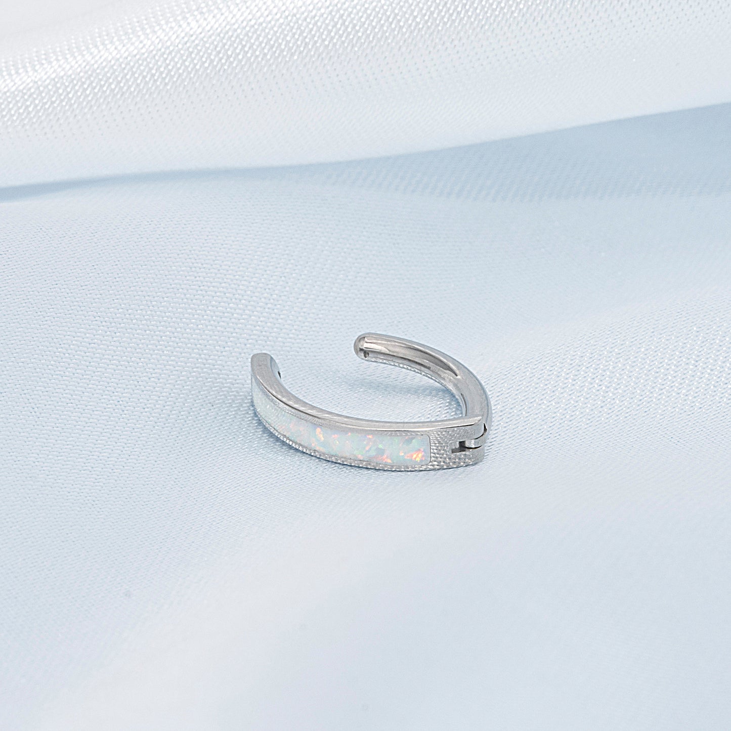 limerencia 14G G23 Titanium Belly Button Ring with Small Teardrop Cubic Zirconia 10mm Internally Threaded Navel Piercing Jewelry (10mm, Curved Hoop White Opal)
