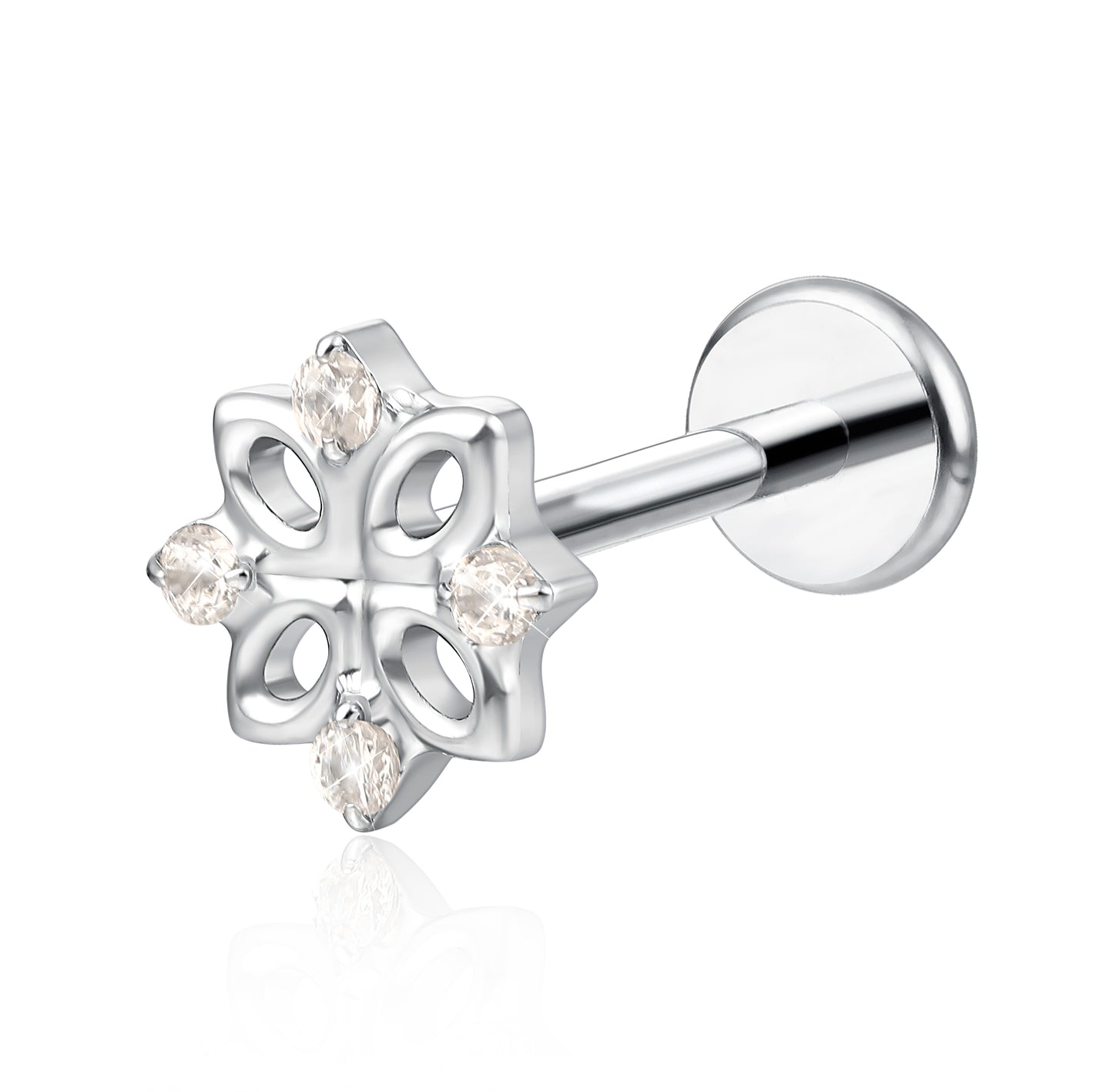 limerencia Pure Titanium F136 Hypoallergenic Piercing Jewelry,Flat Back Internally Threaded Stud Earring 18g for Cartilage/Tragus/Helix/Conch/Nose/Lip (flower 1pc)