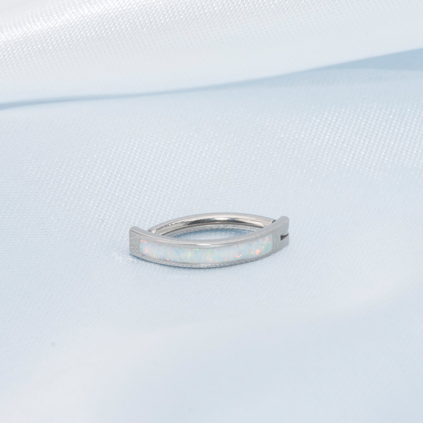 limerencia 14G G23 Titanium Belly Button Ring with Small Teardrop Cubic Zirconia 10mm Internally Threaded Navel Piercing Jewelry (10mm, Curved Hoop White Opal)