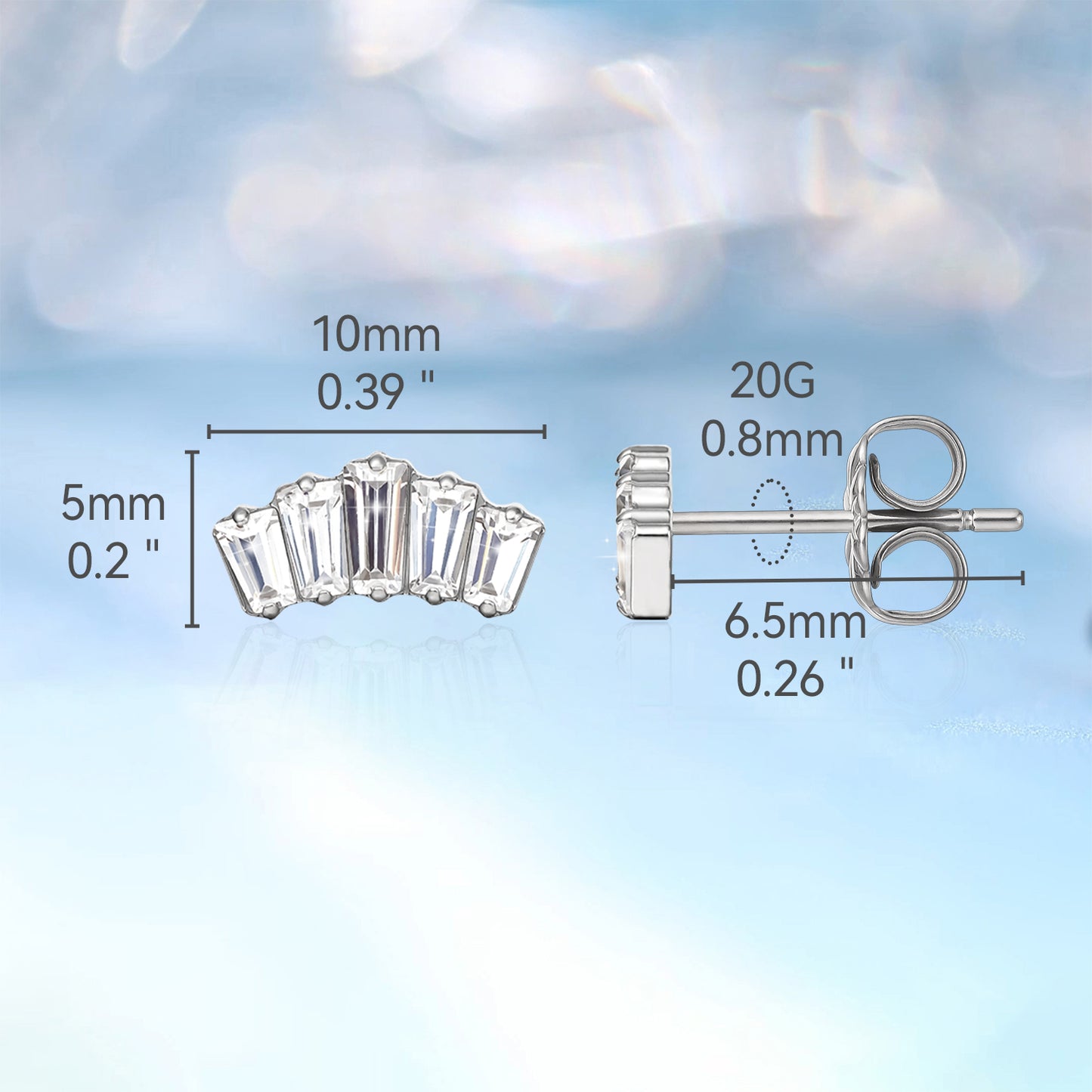 Limerencia Pure Titanium Hypoallergenic Earrings | White CZ Cluster Crown| Implant Grade Piercing jewelry| Suitable for Sensitive Ears Delicate Jewelry