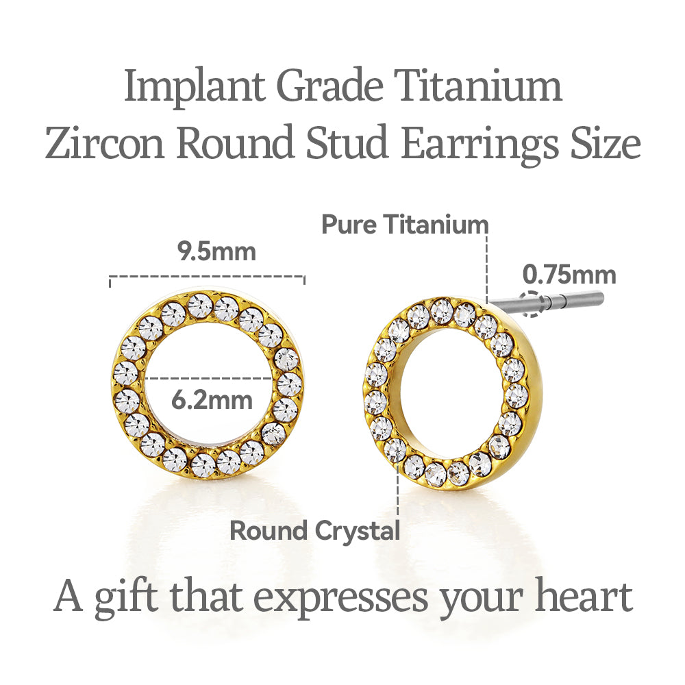 Limerencia G23 Pure Titanium Hypoallergenic Earrings, F136 Implant Grade Titanium Studs Suitable for Sensitive Ears Delicate Jewelry (Circles, Gold)