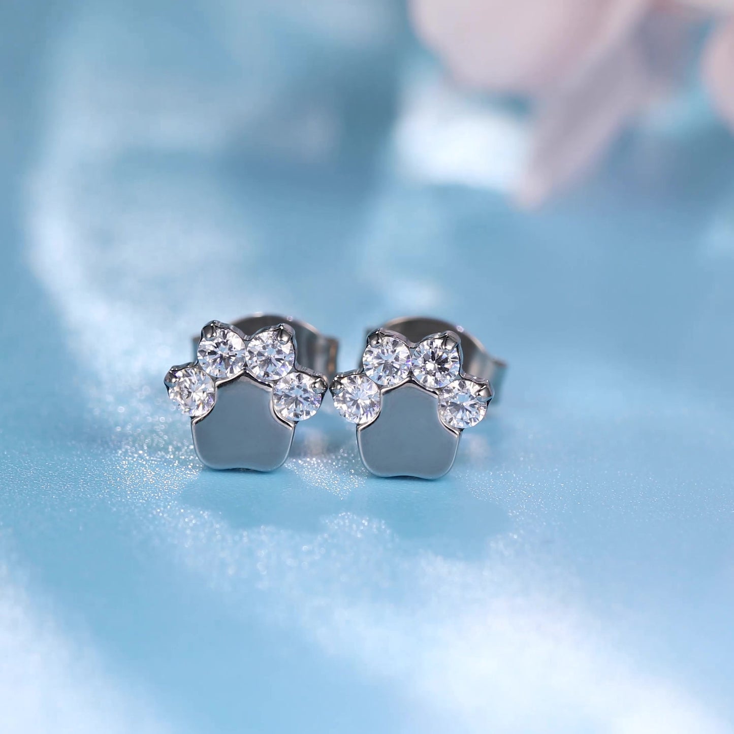 Limerencia G23 Pure Titanium Hypoallergenic Earrings | Cat Paws CZ F136 Implant Grade Titanium Jewelry for Sensitive Ears