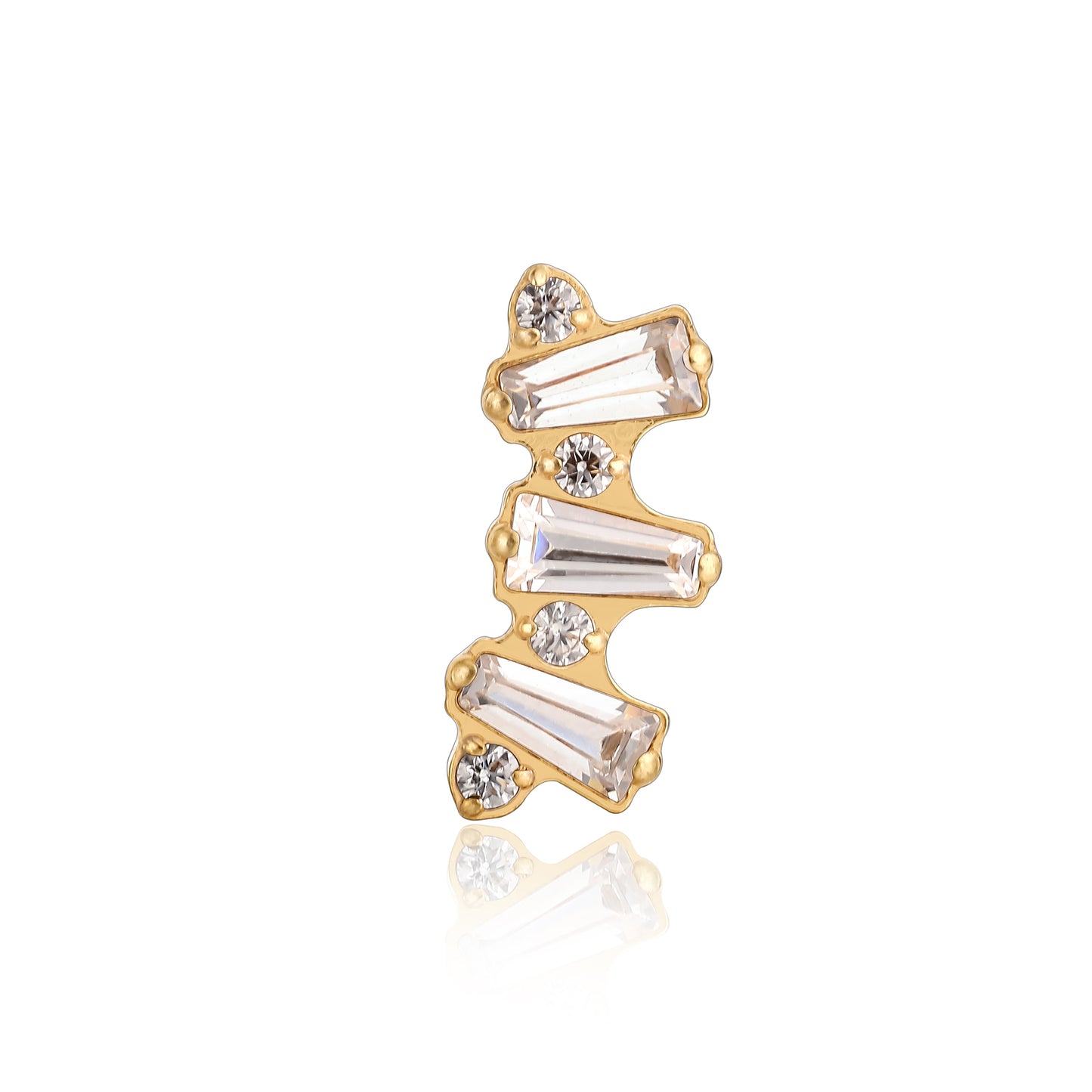 limerencia F136 Titanium Hypoallergenic Piercing Jewelry 18G 6mm 8mm 10mm Flat Back Internally Threaded Implant Grade Climber Stud Crawler Earrings For Cartilage,Tragus,Helix,Conch,Nose,Lip (1pc)
