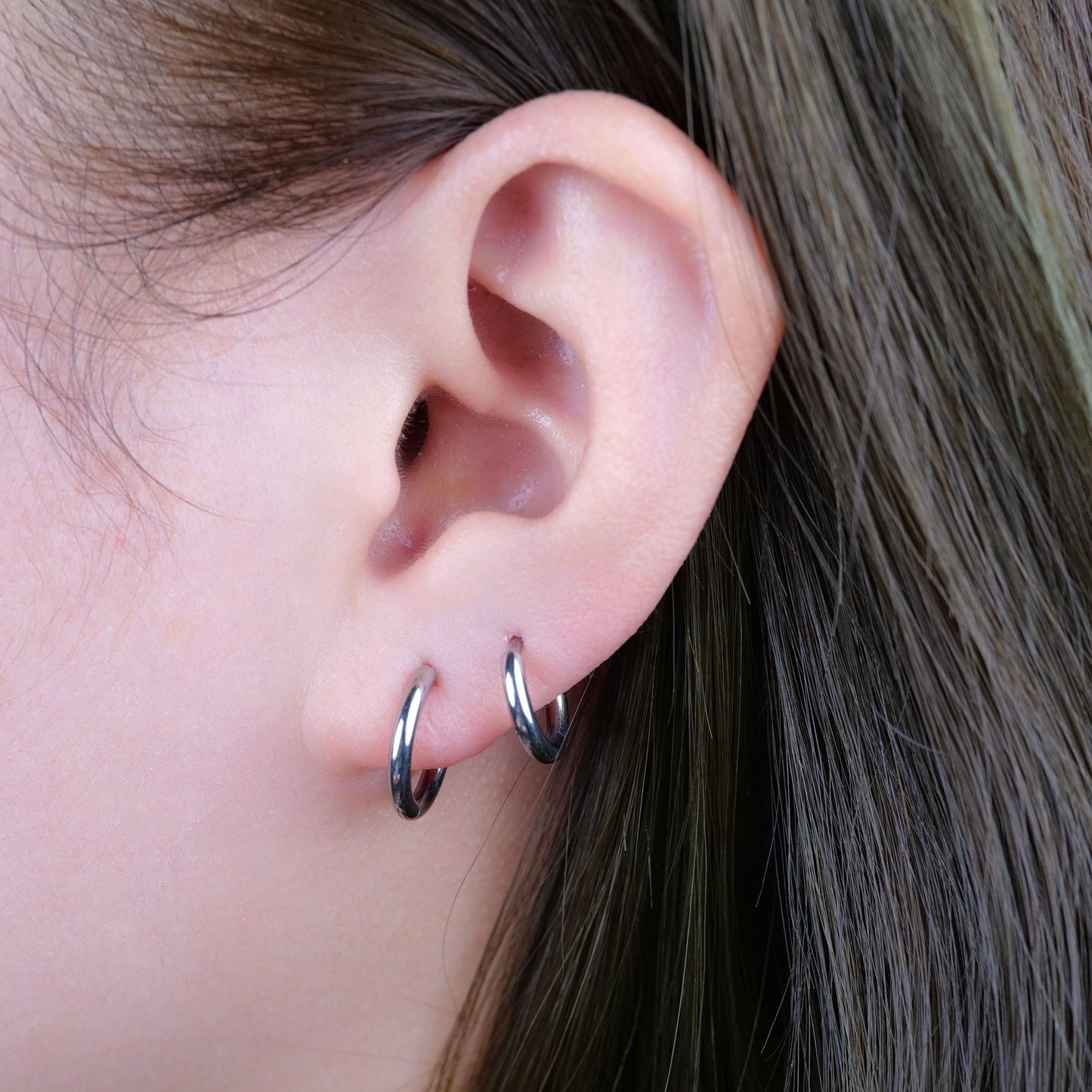 Limerencia Hypoallergenic Pure Titanium Pairs Small Huggie Hoop Earrings, Lightweight Cartilage Hoops Small Cubic Zirconia Cuff Earrings Mini Piercing Jewelry for Women (8mm, No stones)