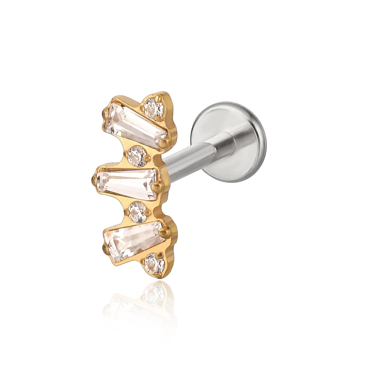 limerencia F136 Titanium Hypoallergenic Piercing Jewelry 18G 6mm 8mm 10mm Flat Back Internally Threaded Implant Grade Climber Stud Crawler Earrings For Cartilage,Tragus,Helix,Conch,Nose,Lip (1pc)
