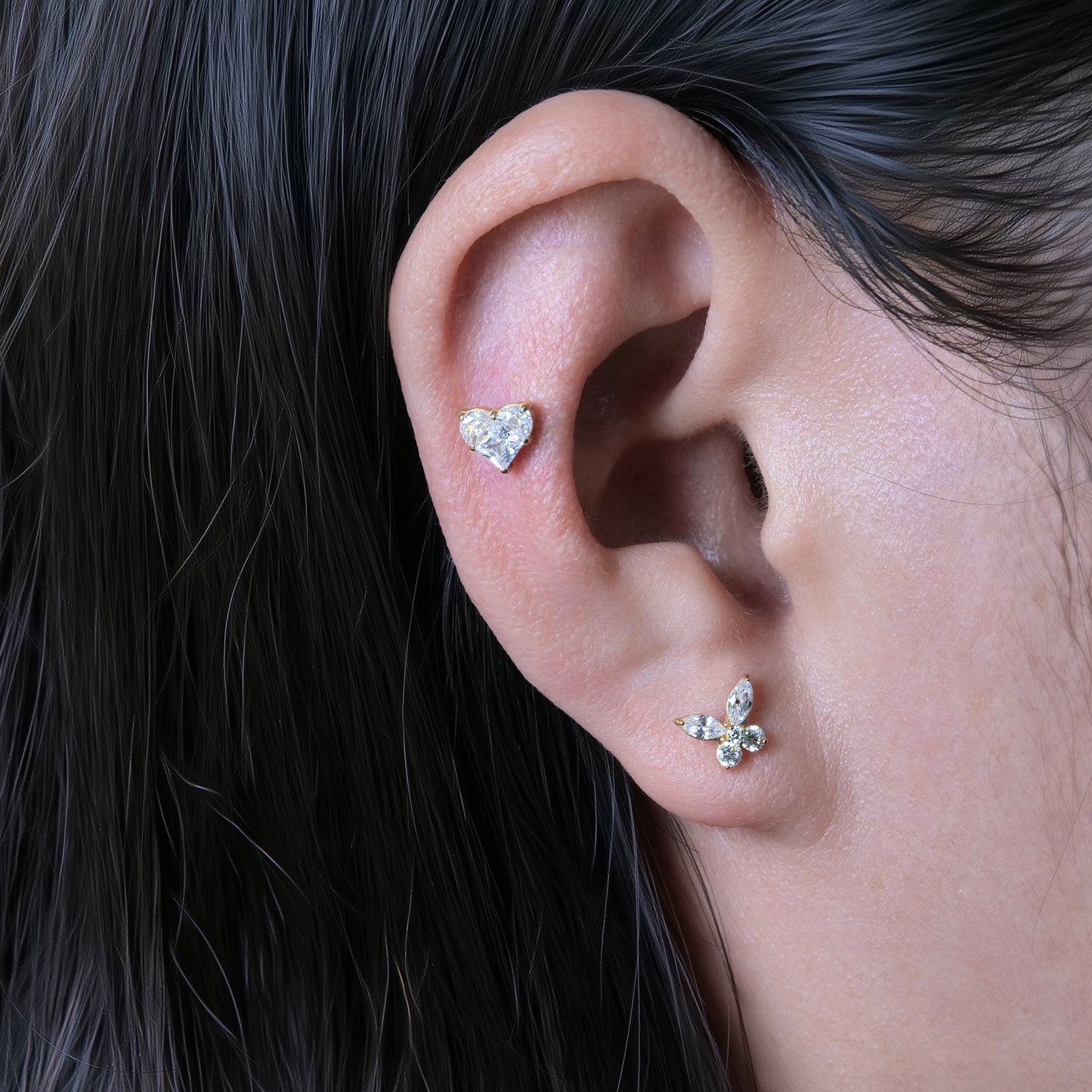 Limerencia Hypoallergenic G23 Implant Grade Titanium Screw Back Earrings Tragus 20G Helix F136 Piercing Post for Sensitive Ears Cartilage(heart)