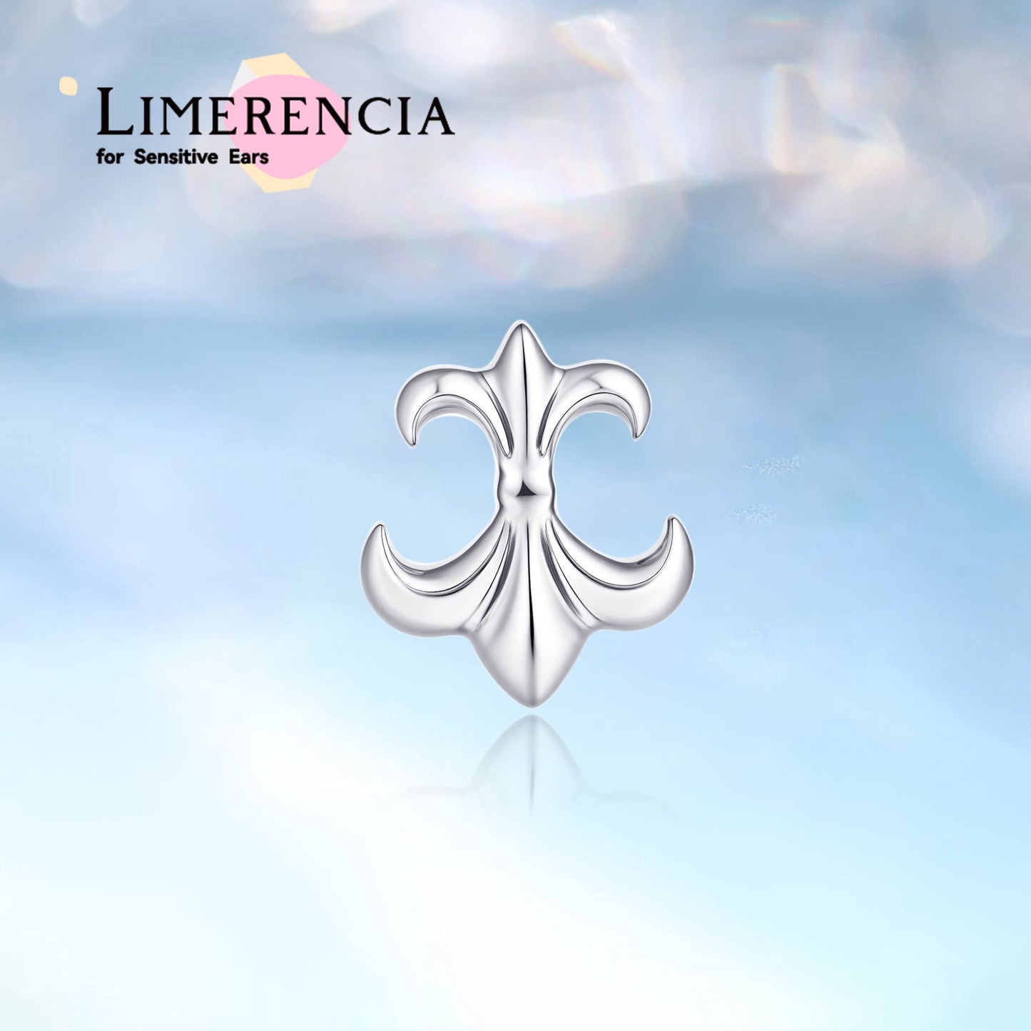 Limerencia 20G 低アレルギーフラット裏金ワンタッチピアス、インプラントグレード無ネジ押込式チタン製、コンク・鼻・ヘリックス・トラガス用 男女兼用(1 個入り)/ フルール・ド・リス