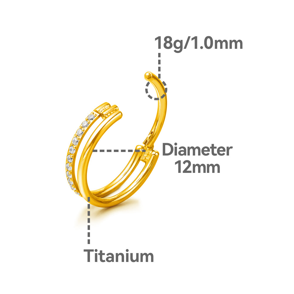 G23 Pure Titanium Huggie Hoop Earrings,12mm Hypoallergenic for Sensitive Ears Pave Cubic Zirconia (18G(1.0mm) Gold)