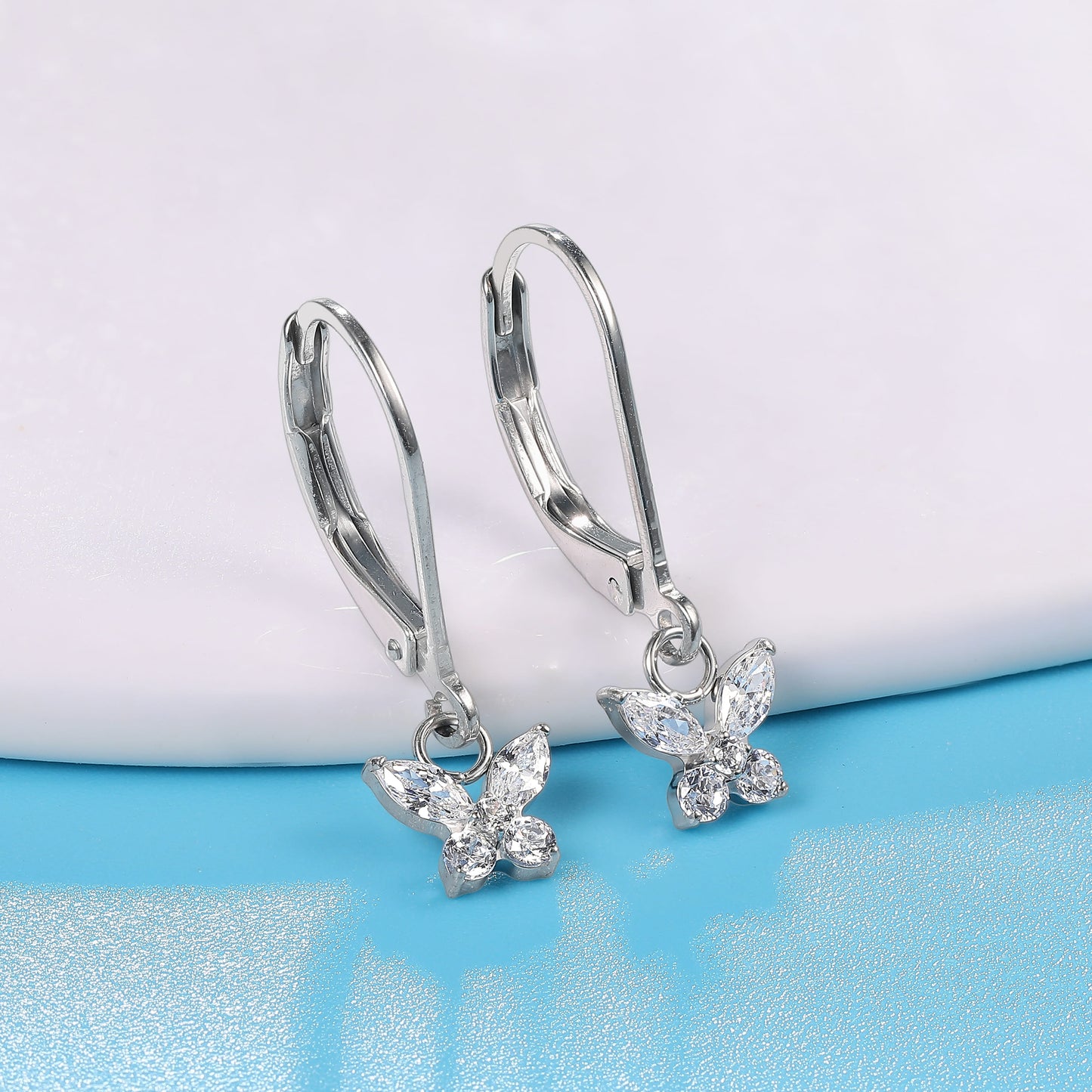 Limerencia G23 Titanium Leverback Earrings Dangle Drop Earrings for Women Fashion F136 Titanium Earrings Hypoallergenic Jewelry Gift--butterfly