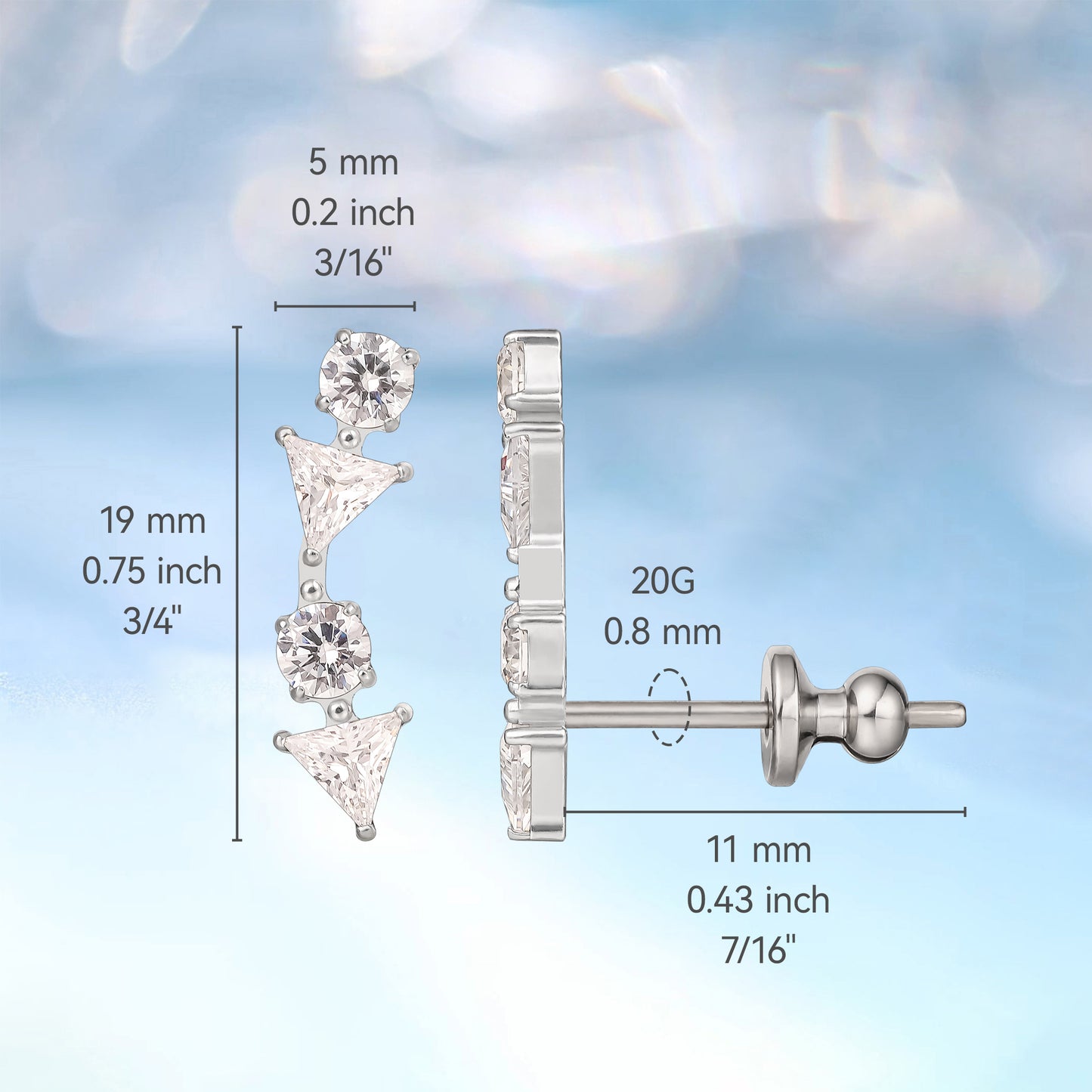Limerencia F136 Pure Titanium Hypoallergenic Implant Grade Studs, G23 Small Dainty Cubic Zirconia Earrings for Women's Sensitive Ears