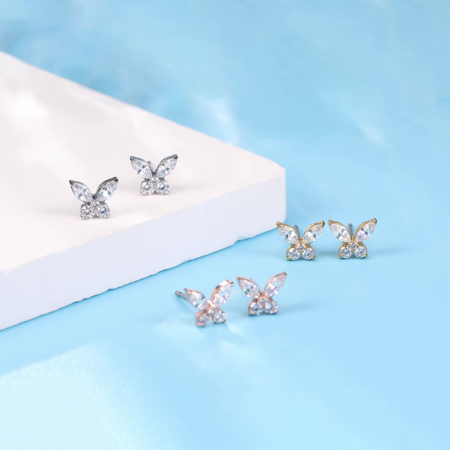 Limerencia Pure Titanium Hypoallergenic Earrings Dainty Butterfly CZ G23 Implant Grade Piercing Fashion Jewelry For Sensitive Ears