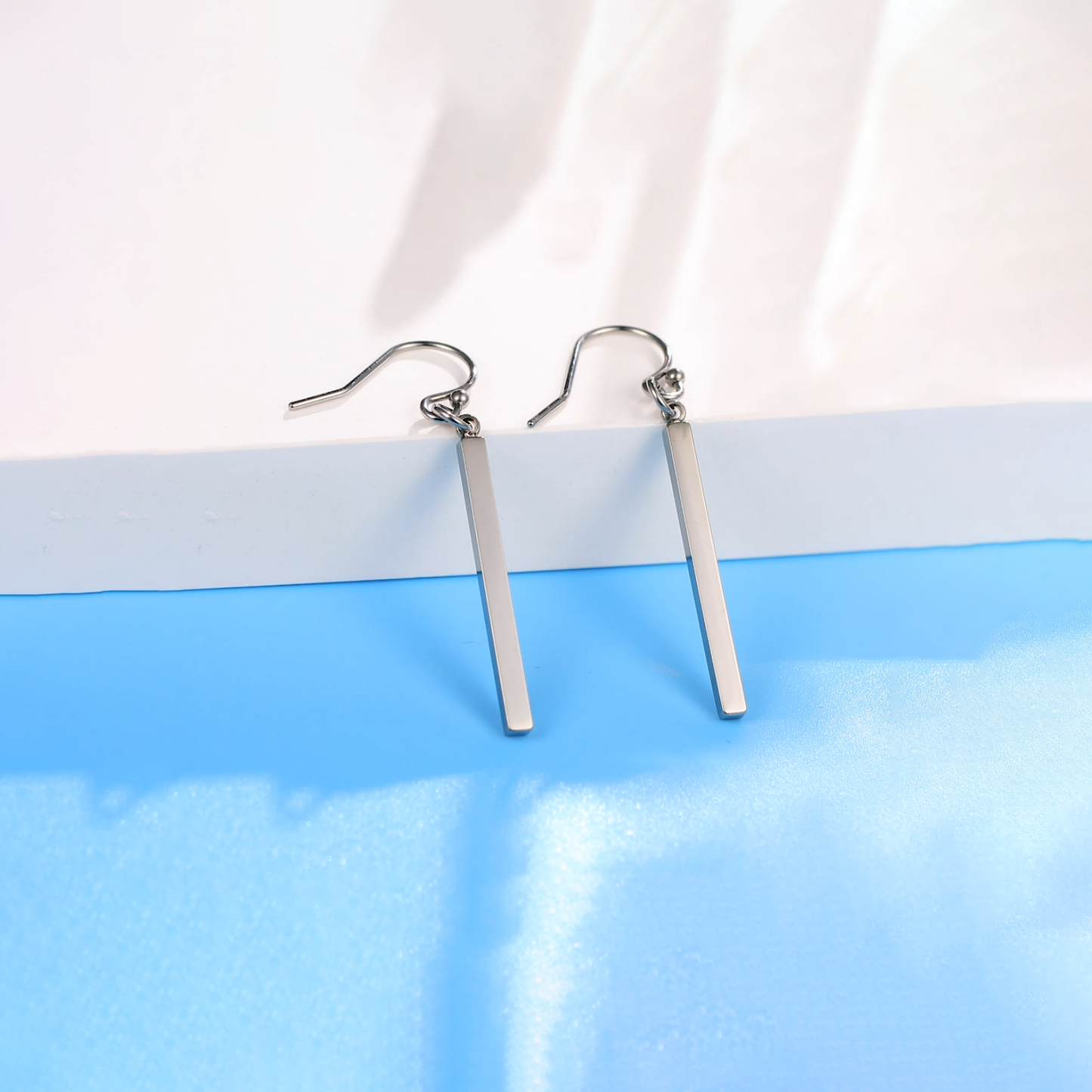 Limerencia Pure Titanium Vertical Bar Dangle Earrings, Lightweight Drop Earrings Hypoallergenic for Sensitive Ears Women (30 mm, Silver)