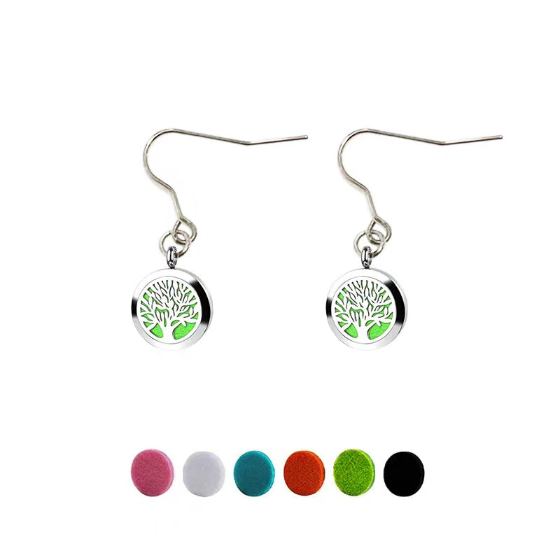 Titanium Drop Dangle Earrings,Aromatherapy Essential Oil Diffuser,hypoallergenic Keep a good mood calm and relaxed (Golden - Tree of Life)