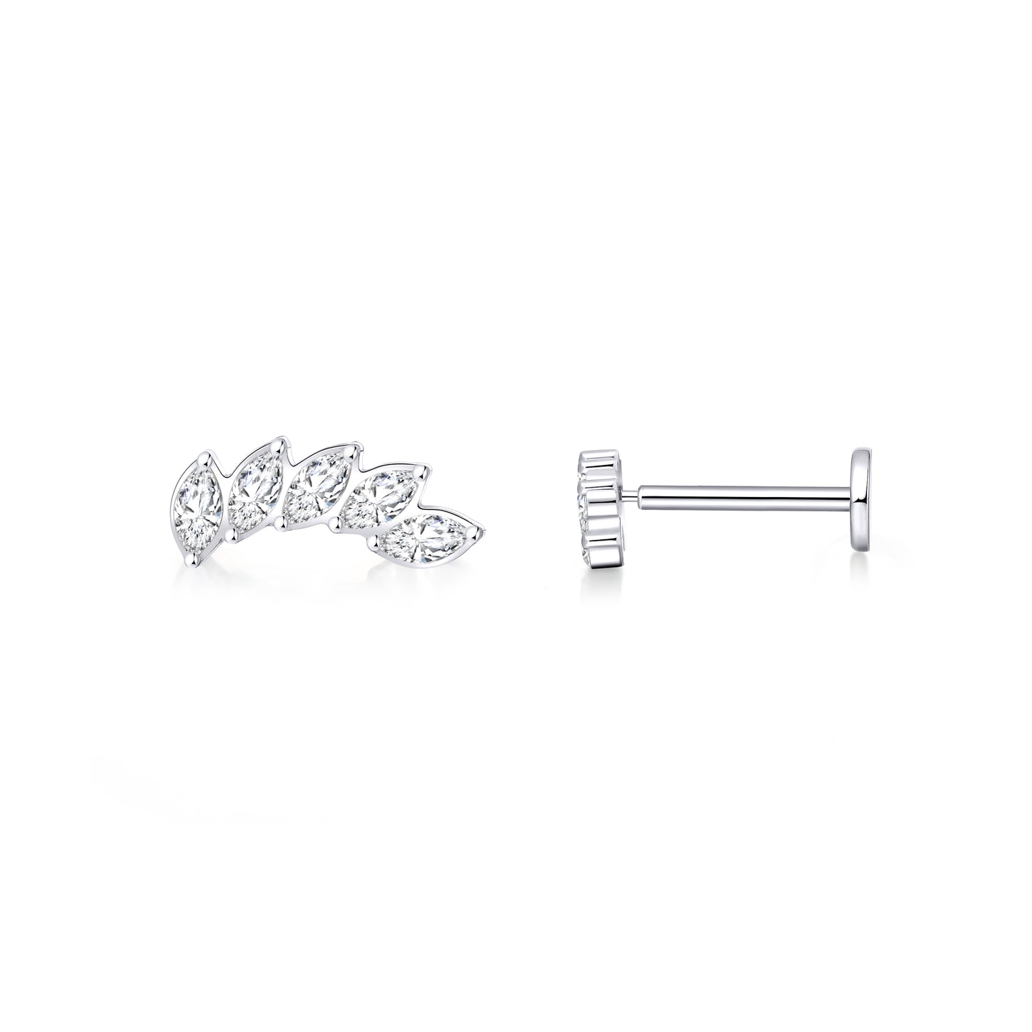 limerencia G23 Hypoallergenic 18g Flat Back Stud Earrings | F136 Implant Grade Titanium Press Fit Threadless Push Pop in Cartilage Helix Labret Lip Monroe Tragus Piercing Studs- Crystal Climber