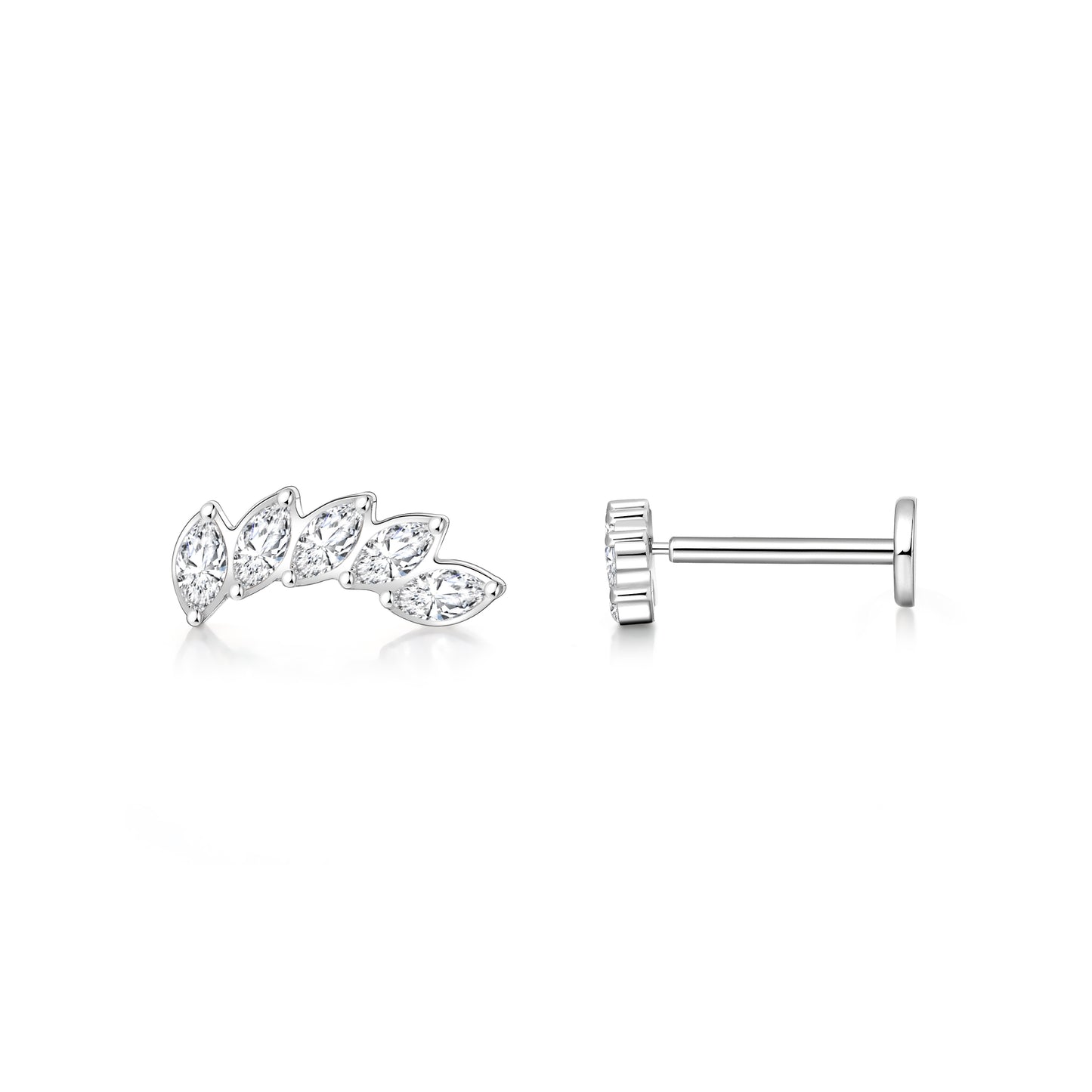 limerencia G23 Hypoallergenic 18g Flat Back Stud Earrings | F136 Implant Grade Titanium Press Fit Threadless Push Pop in Cartilage Helix Labret Lip Monroe Tragus Piercing Studs- Crystal Climber