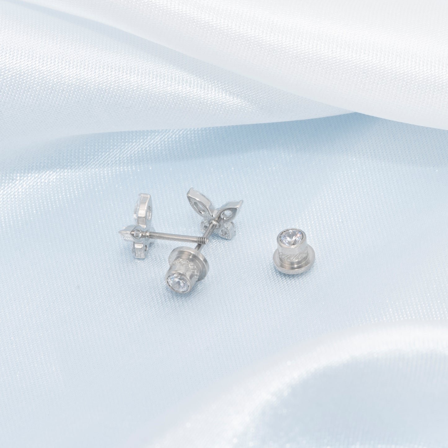 limerencia Hypoallergenic G23 Implant Grade Titanium Screw Back Earrings Tragus 20G Helix F136 Piercing Post for Girls' Sensitive Ears Cartilage- Butterfly White CZ