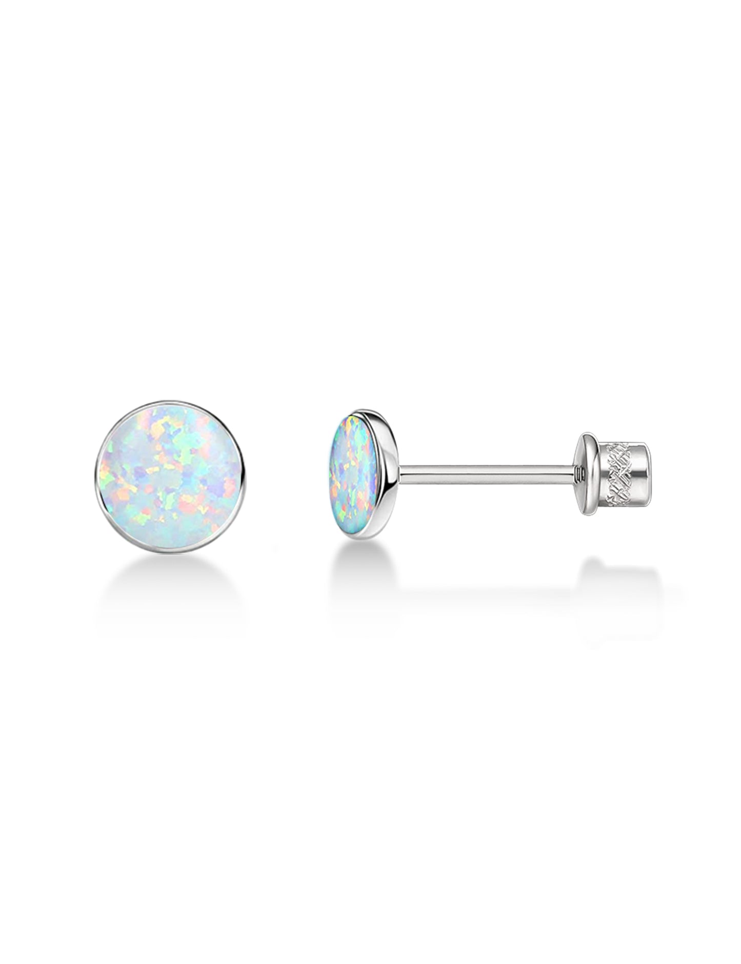 limerencia Hypoallergenic G23 Implant Grade Titanium Screw Back Earrings Tragus 20G Helix F136 Piercing Post for Girls' Sensitive Ears Cartilage- Black / White Opal