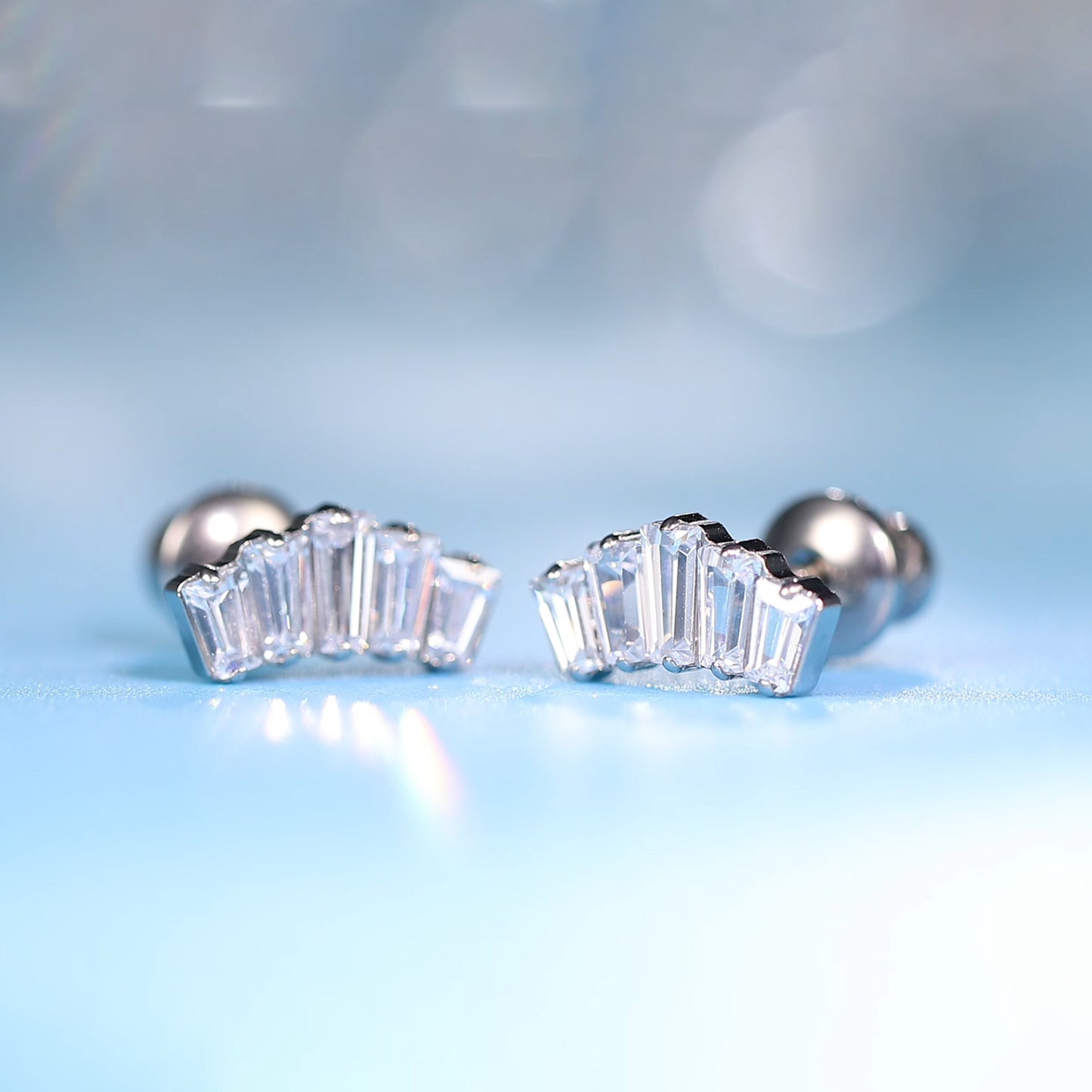Limerencia Hypoallergenic G23 Implant Grade Titanium Screw Back Earrings Tragus 20G Helix F136 Piercing Post for Sensitive Ears Cartilage(crown)