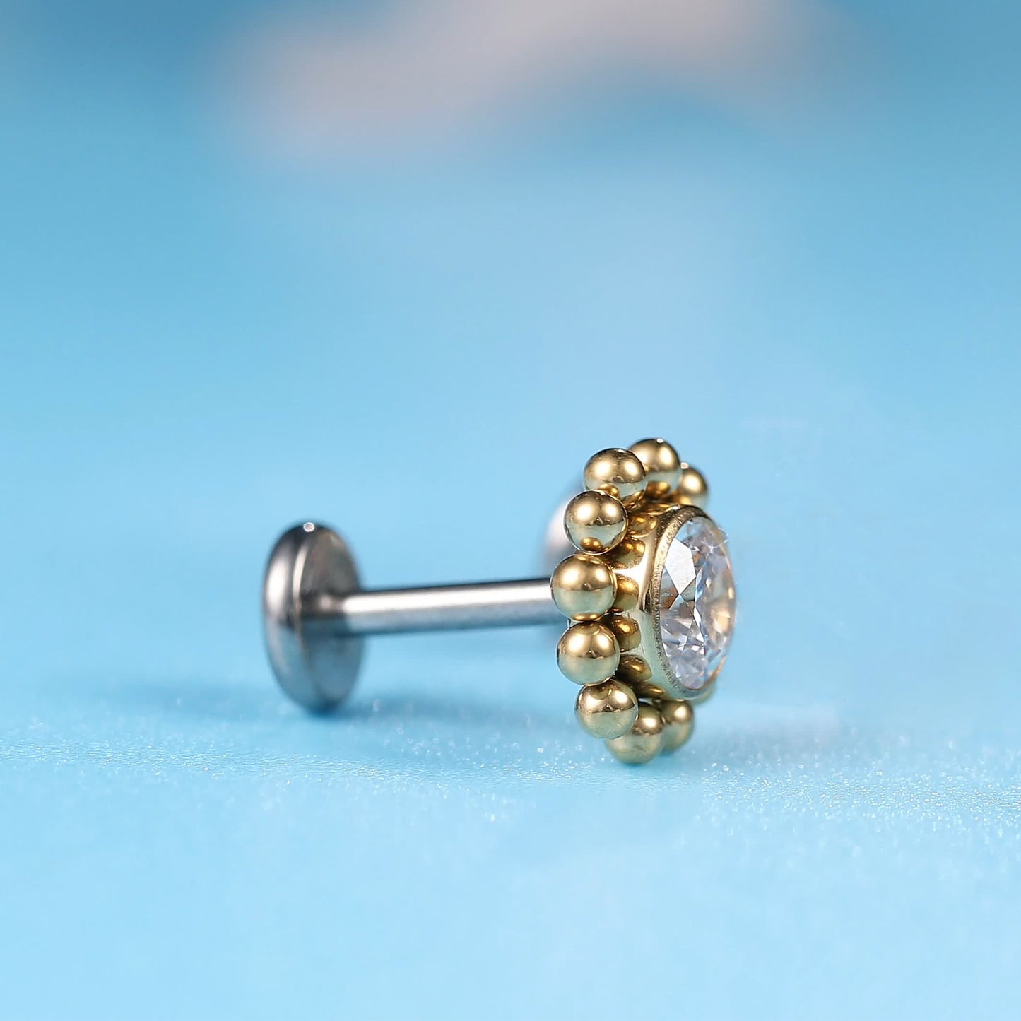 limerencia F136 Hypoallergenic Titanium 20g 6mm 8mm Flat Back Stud | G23 Implant Grade Press Fit Threadless Earrings Push in Tragus Cartilage Helix Conch Nose Medusa Labret Piercing Jewelry (sun 1pc)